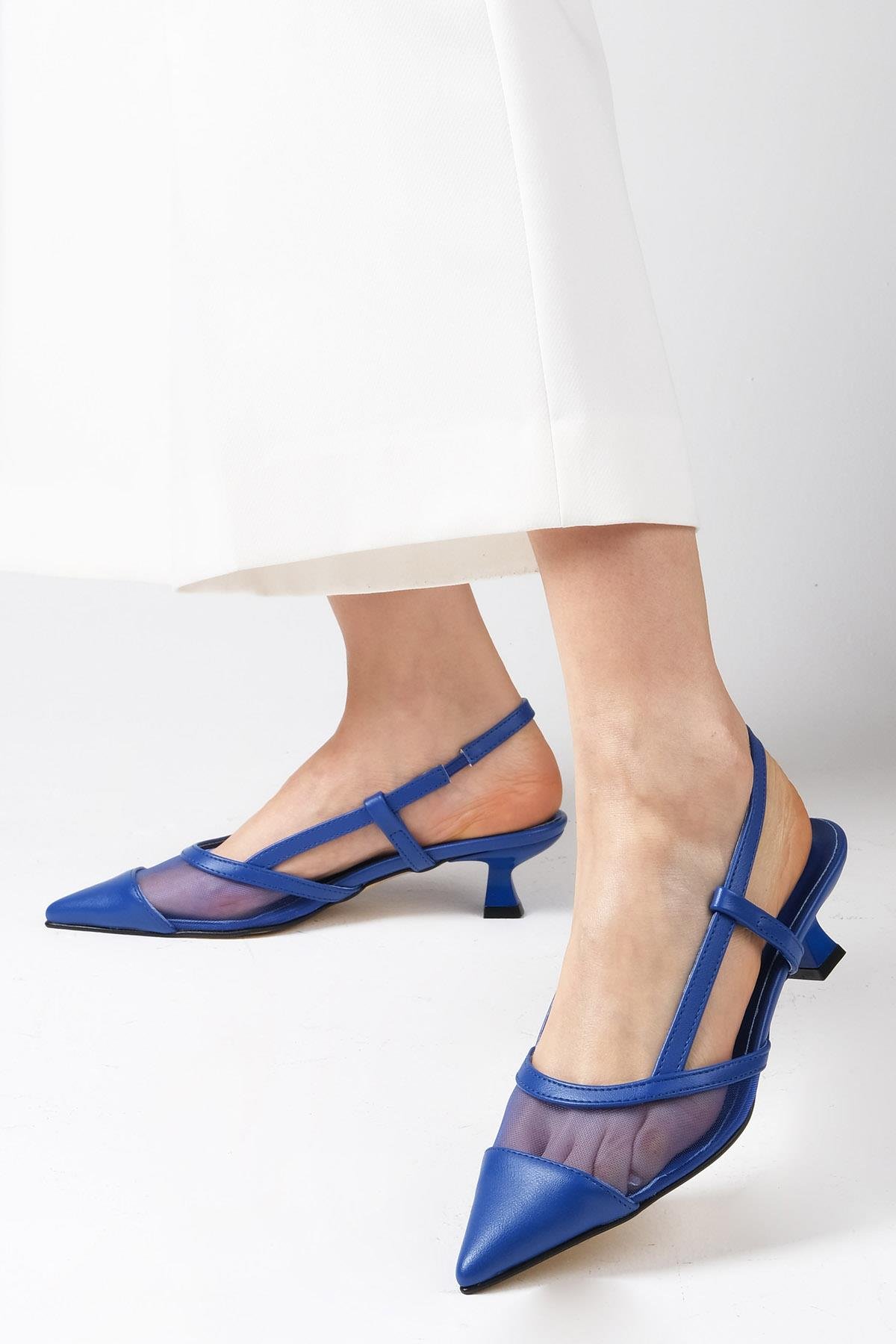 Diane Saks Mavi Renk Kısa Topuklu Ayakkabı-Kısa Topuklu-Mio Gusto-02234SKC