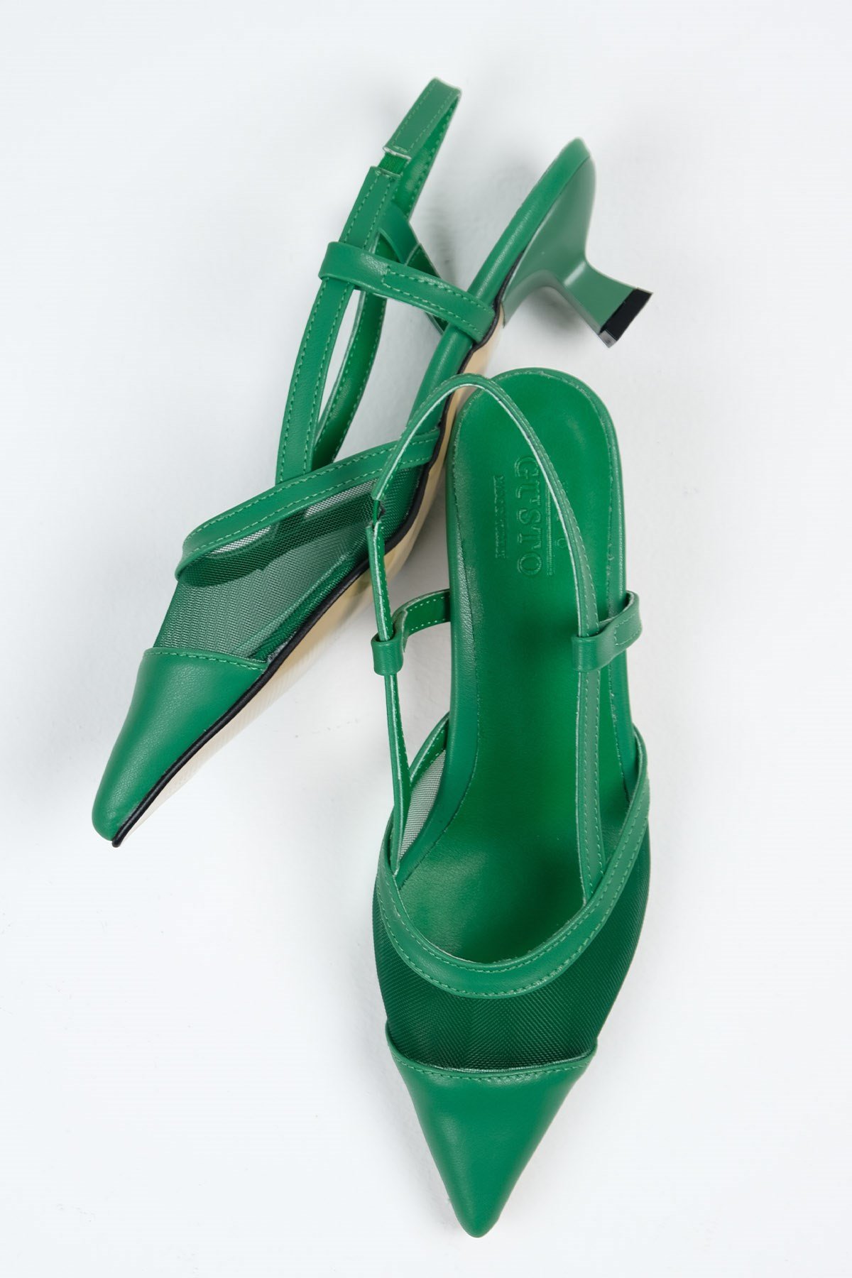 Diane Yeşil Renk Kısa Topuklu Ayakkabı-Kısa Topuklu-Mio Gusto-02234SGNC