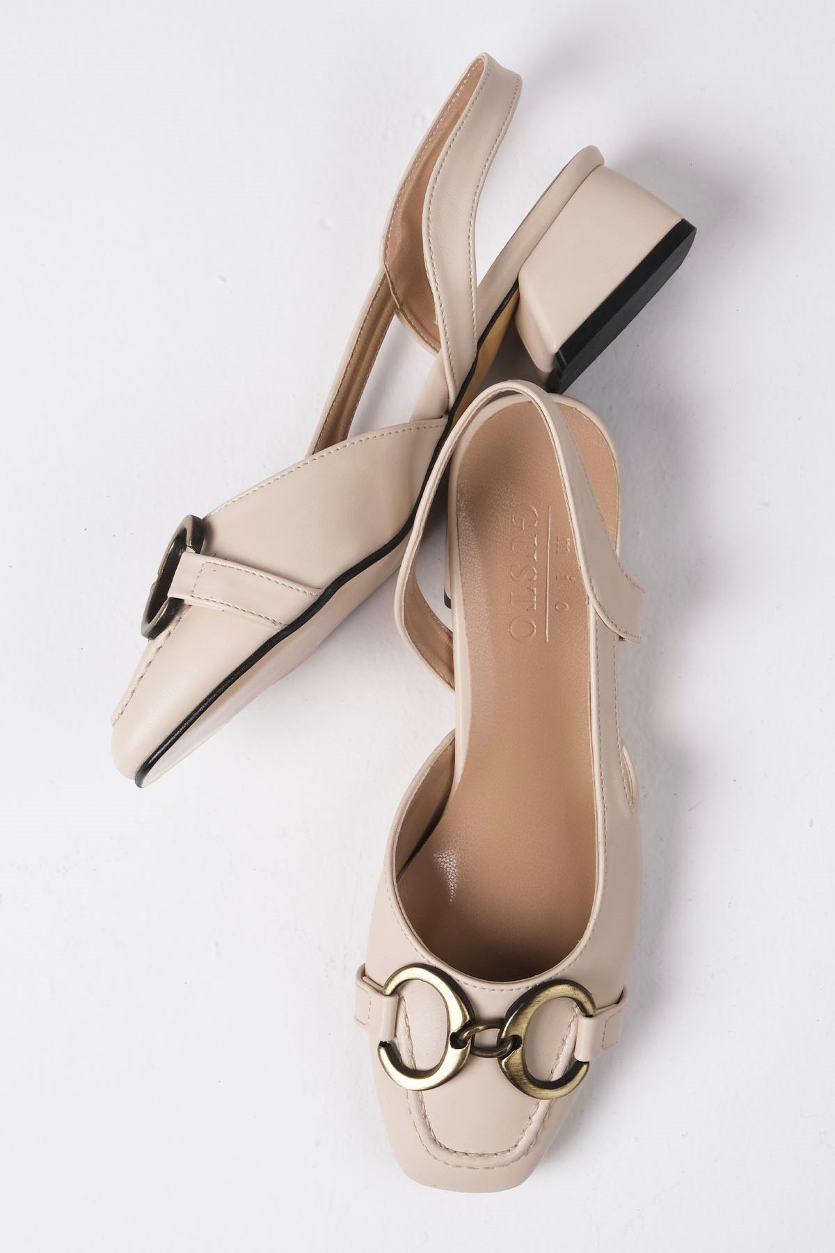 Dita Bej Renk Kısa Topuklu Ayakkabı-Low Heels-Mio Gusto-01461BEC