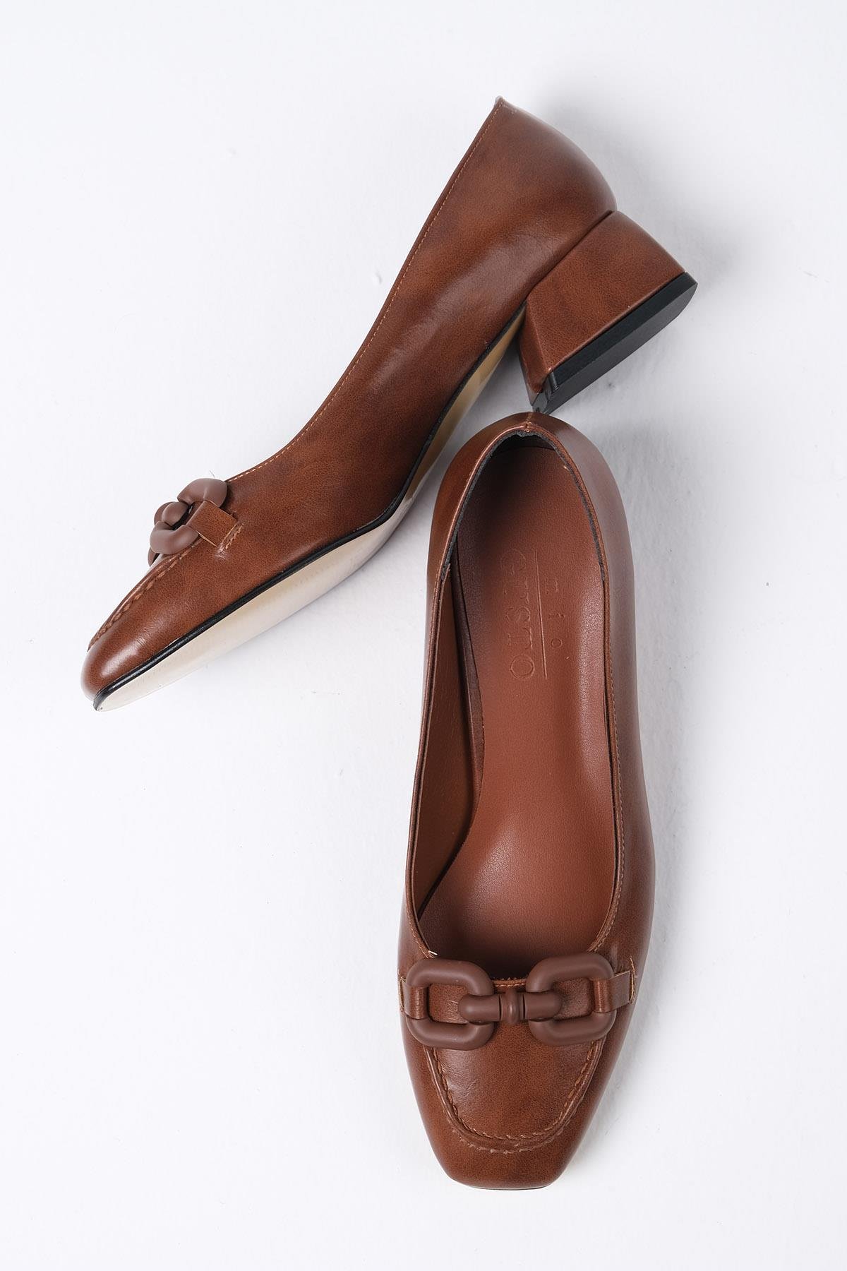 Dolly Kahverengi Kısa Topuklu Ayakkabı-Kısa Topuklu-Mio Gusto-01458BRC