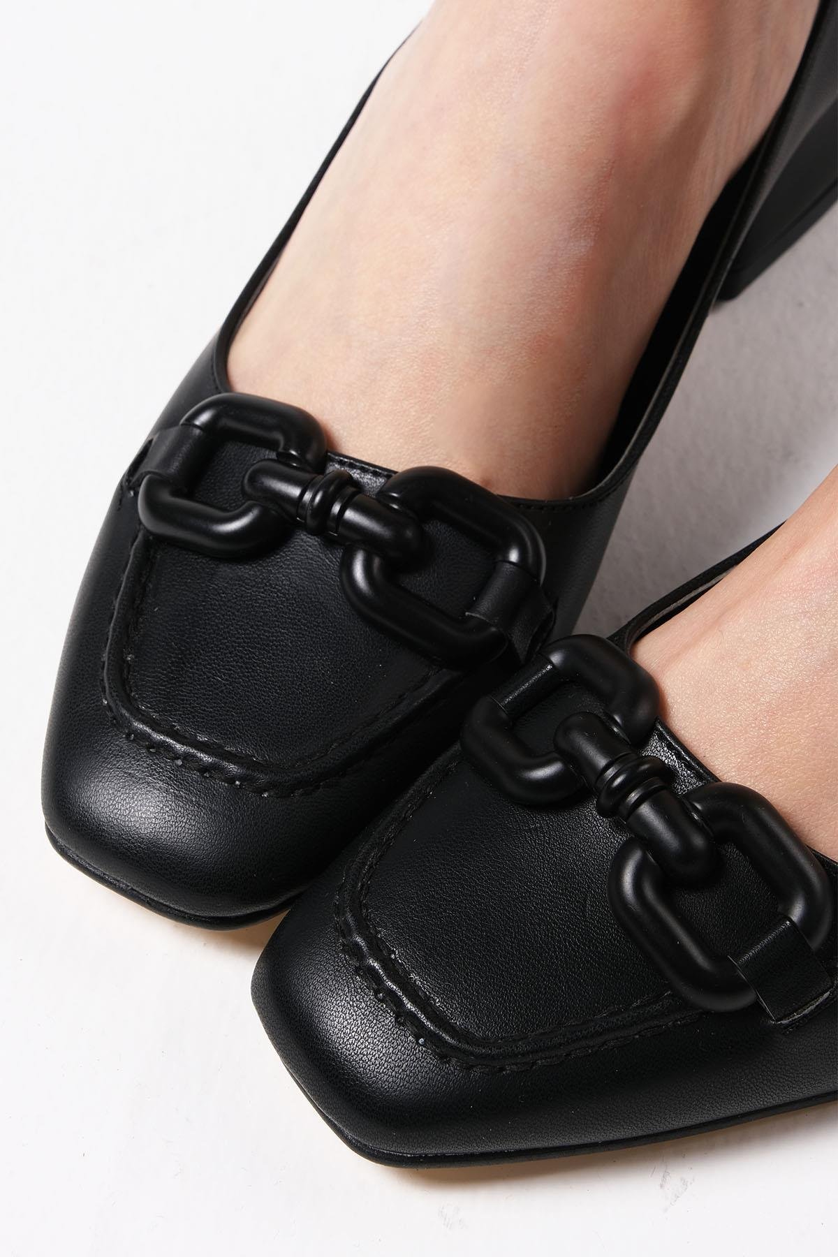 Dolly Siyah Renk Kısa Topuklu Ayakkabı-Kısa Topuklu-Mio Gusto-01458BLC