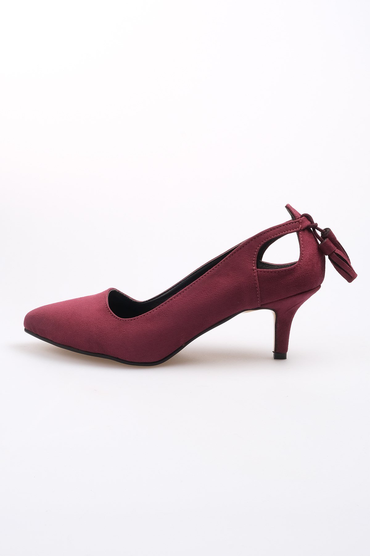 Drop Bordo Süet Topuklu Ayakkabı-Kısa Topuklu-Mio Gusto-09037WRS