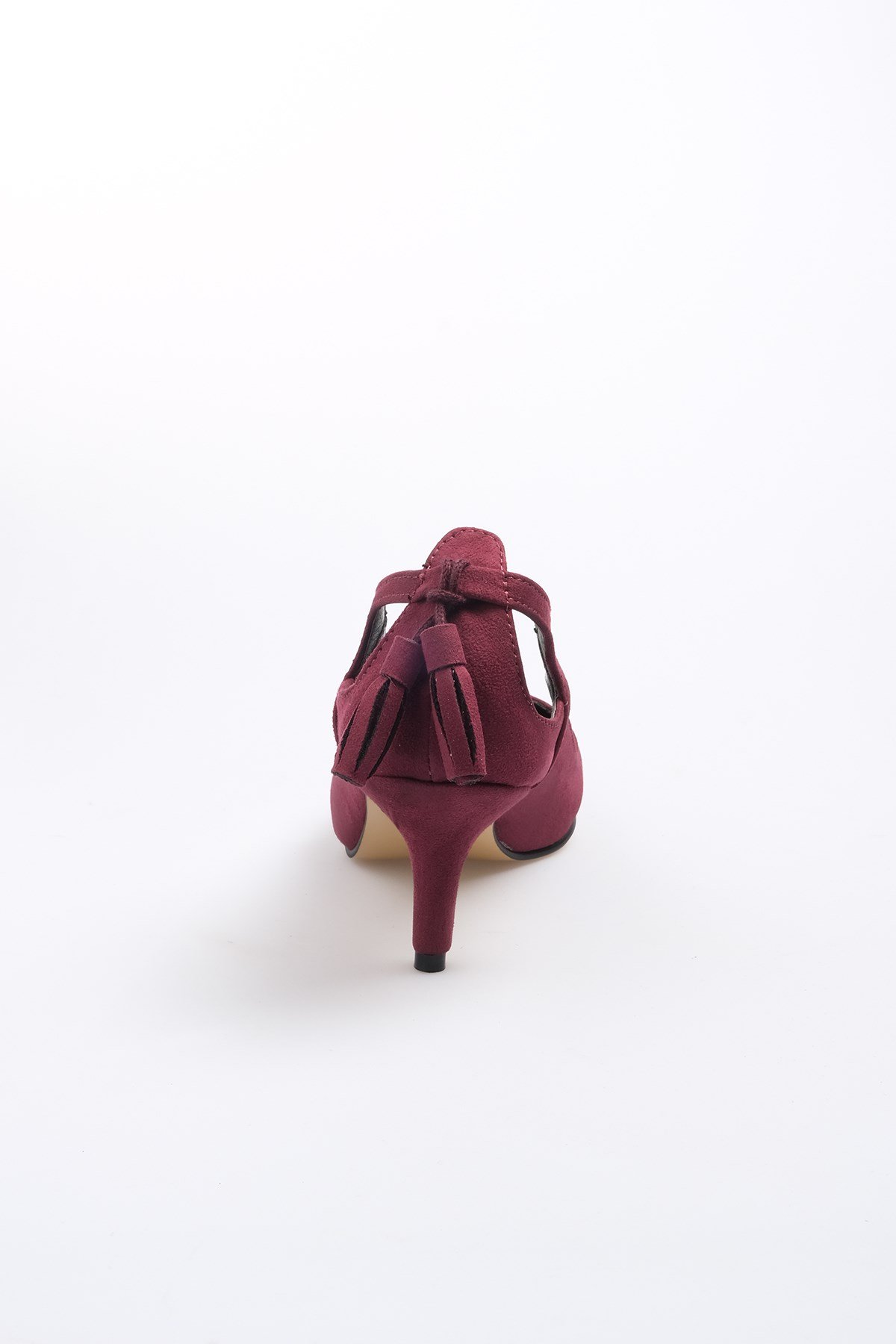 Drop Bordo Süet Topuklu Ayakkabı-Kısa Topuklu-Mio Gusto-09037WRS