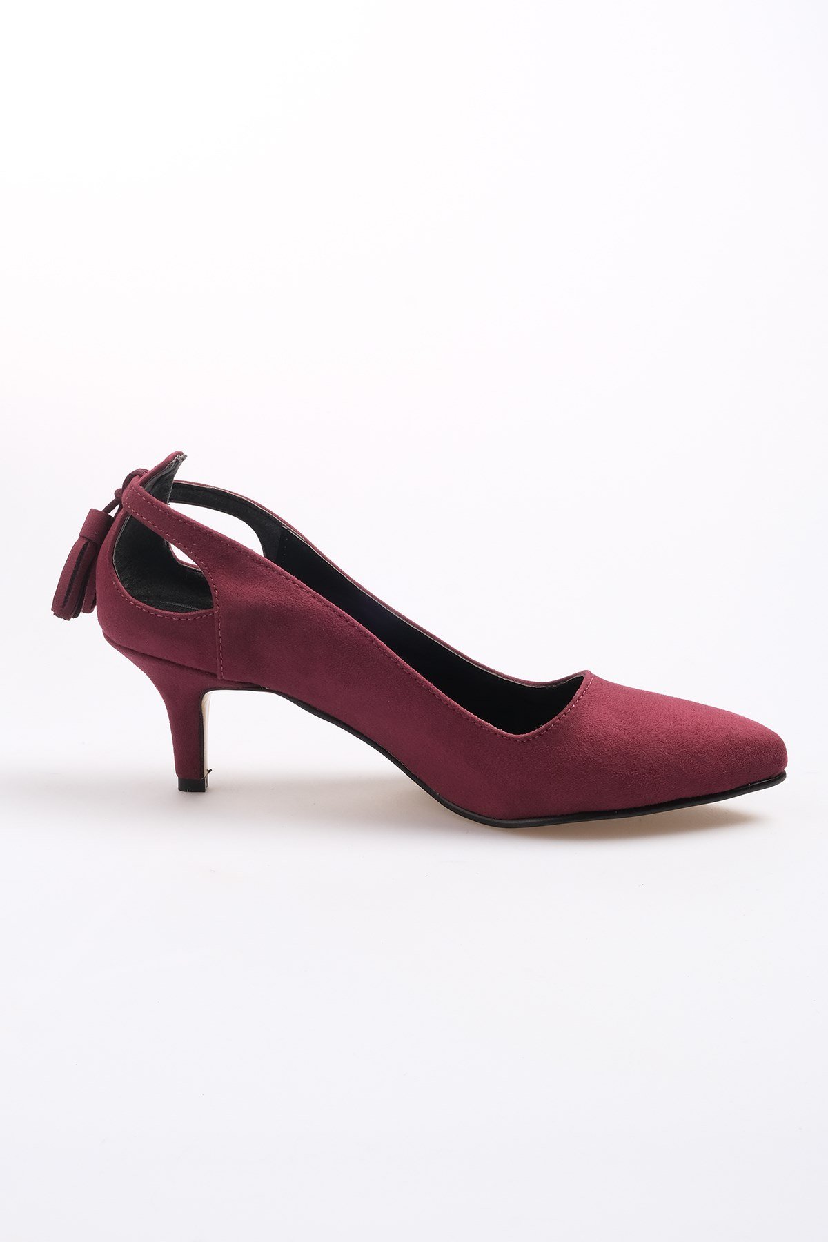 Drop Bordo Süet Topuklu Ayakkabı-Kısa Topuklu-Mio Gusto-09037WRS