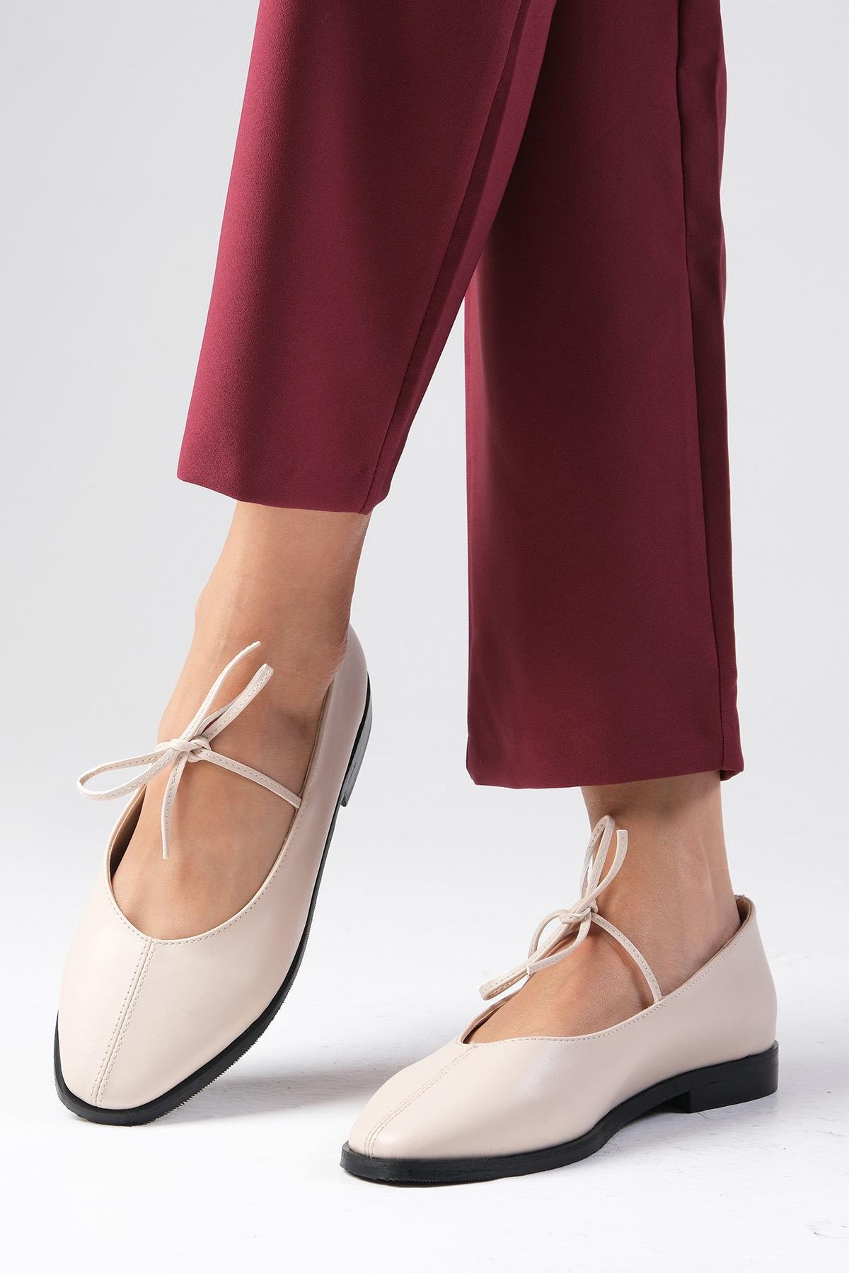 Elaine Bej Renk Babet Ayakkabı-Flats-Mio Gusto-02336BEC