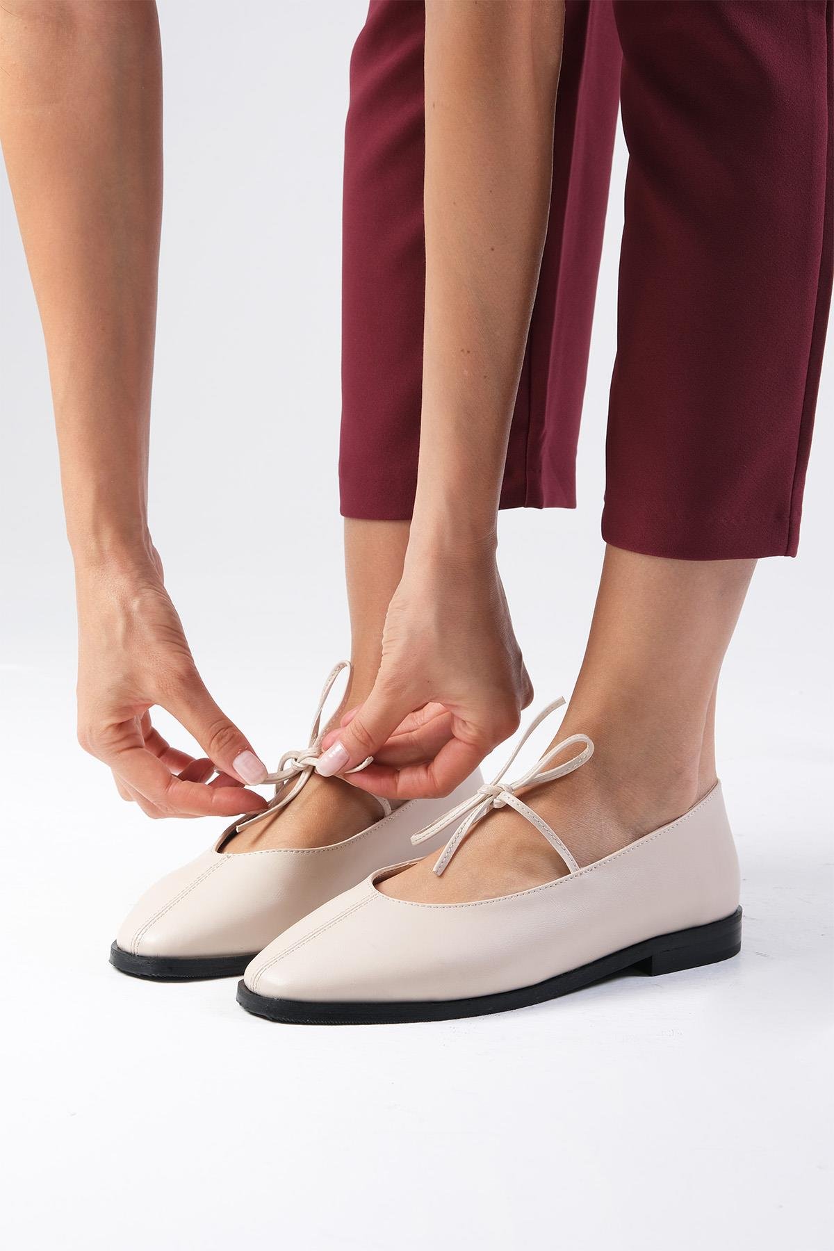 Elaine Bej Renk Babet Ayakkabı-Flats-Mio Gusto-02336BEC