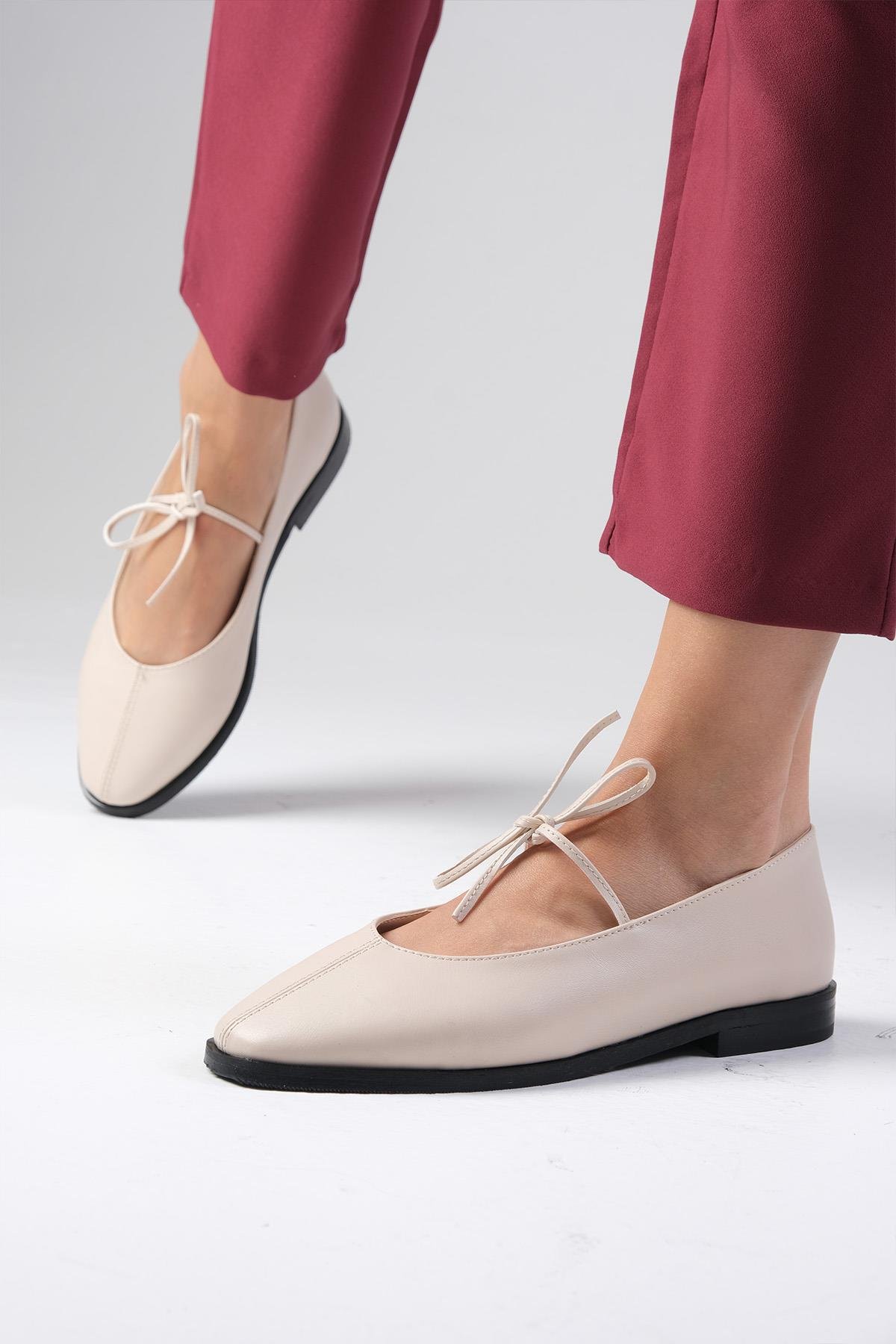 Elaine Bej Renk Babet Ayakkabı-Flats-Mio Gusto-02336BEC