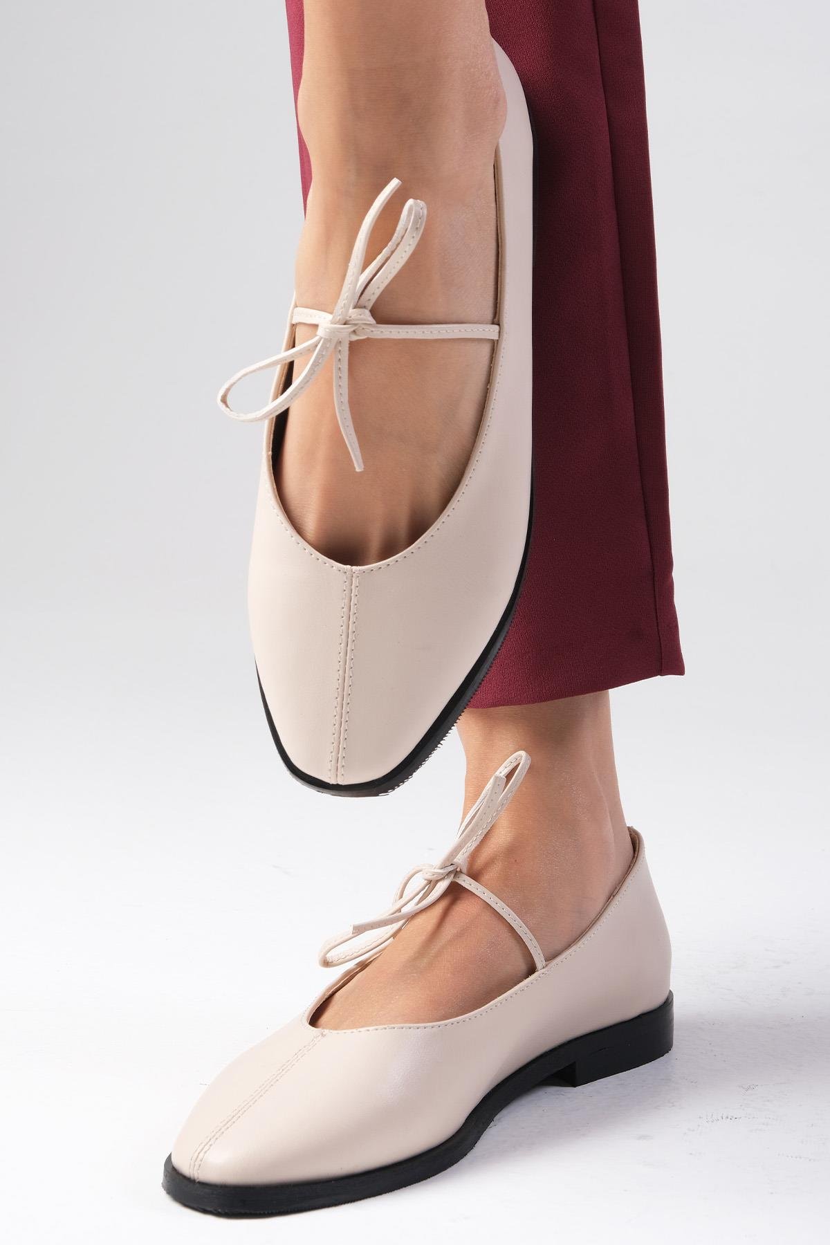 Elaine Bej Renk Babet Ayakkabı-Flats-Mio Gusto-02336BEC