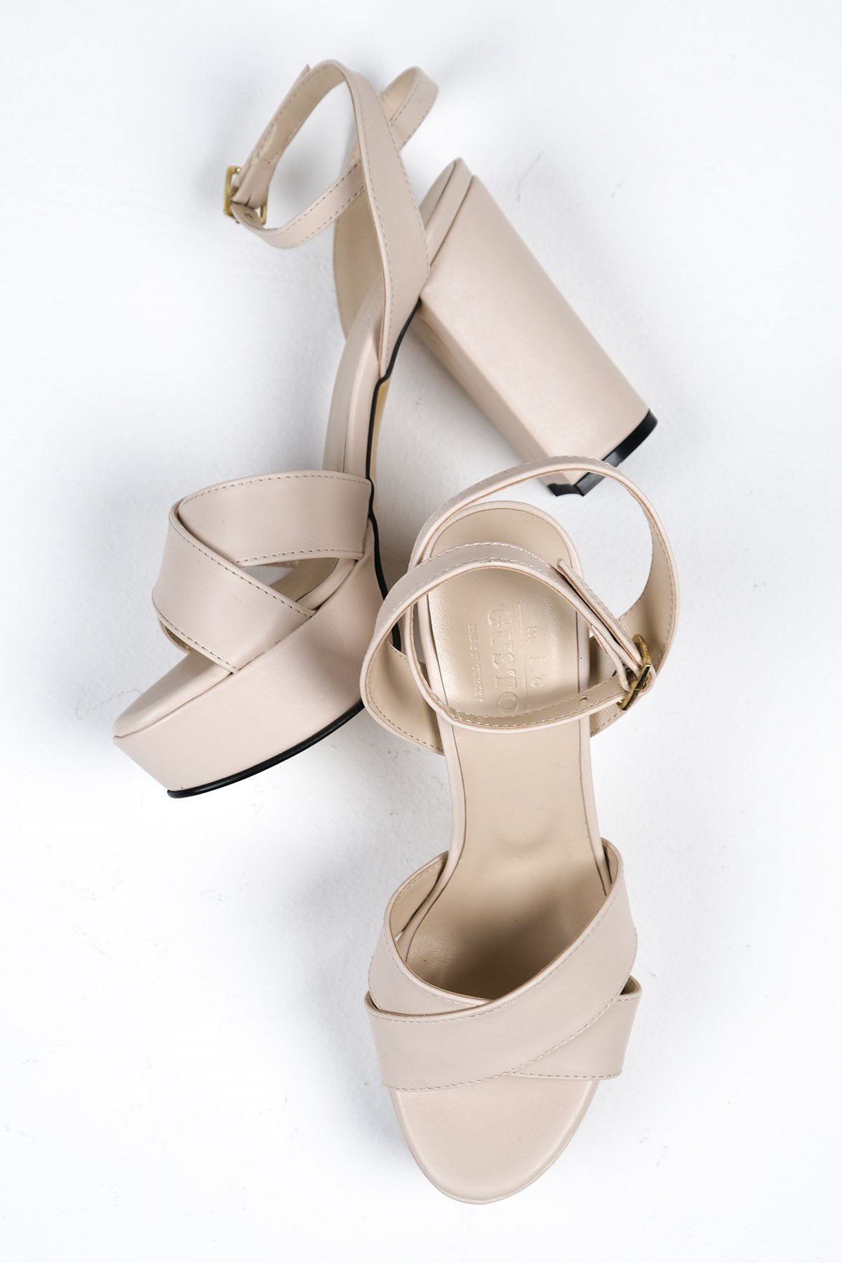 Ellis Bej Renk Platformlu Sandalet-Sandals-Mio Gusto-02237BEC