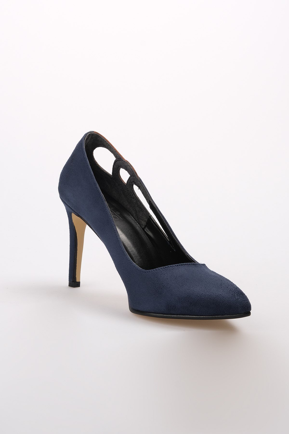 Elvira Lacivert Renk Bloklu Stiletto-Yüksek Topuklu-Mio Gusto-02190DBS