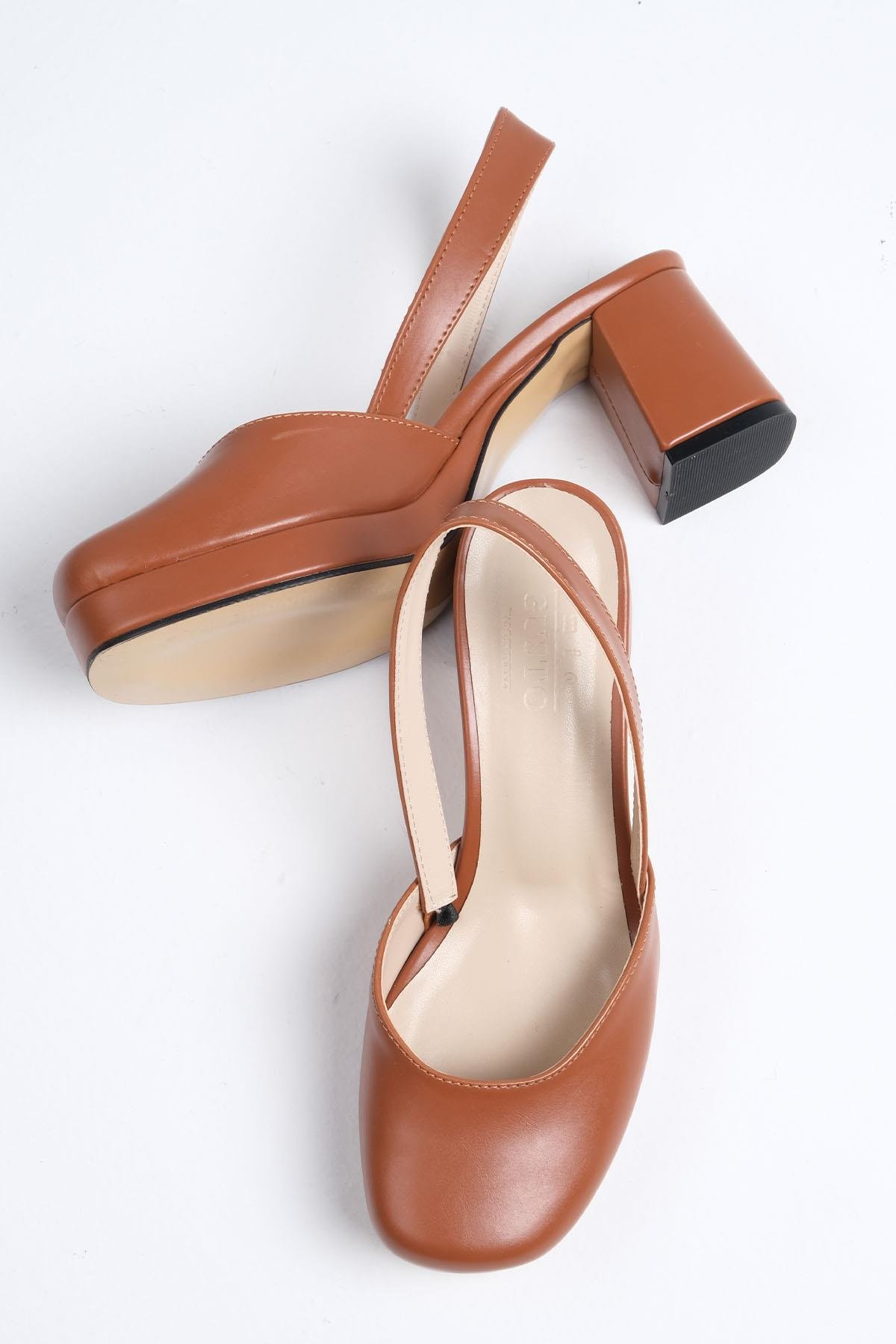 Evita Taba Renk Platformlu Topuklu Ayakkabı-Yüksek Topuklu-Mio Gusto-02258TAC