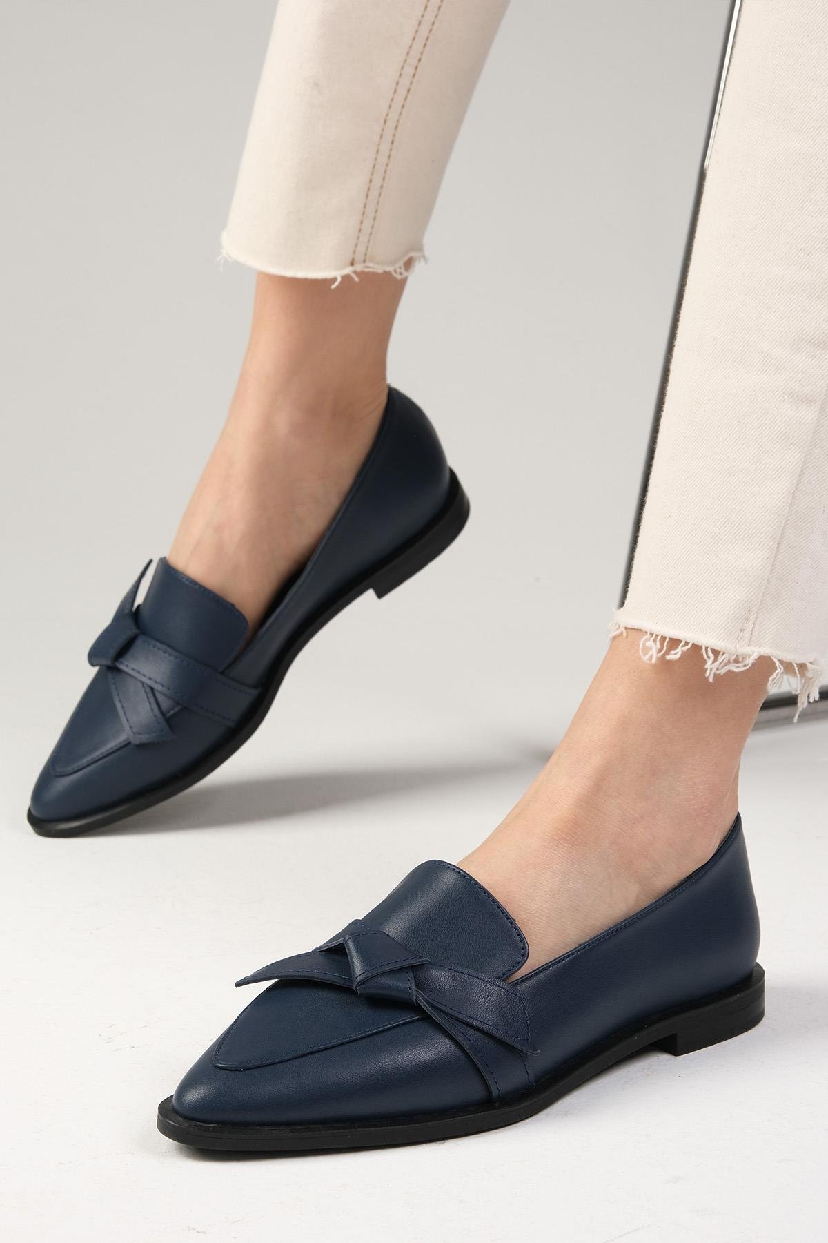 Ezra Genuine Leather Dark Blue Loafer-Casual-Mio Gusto-08389DBC