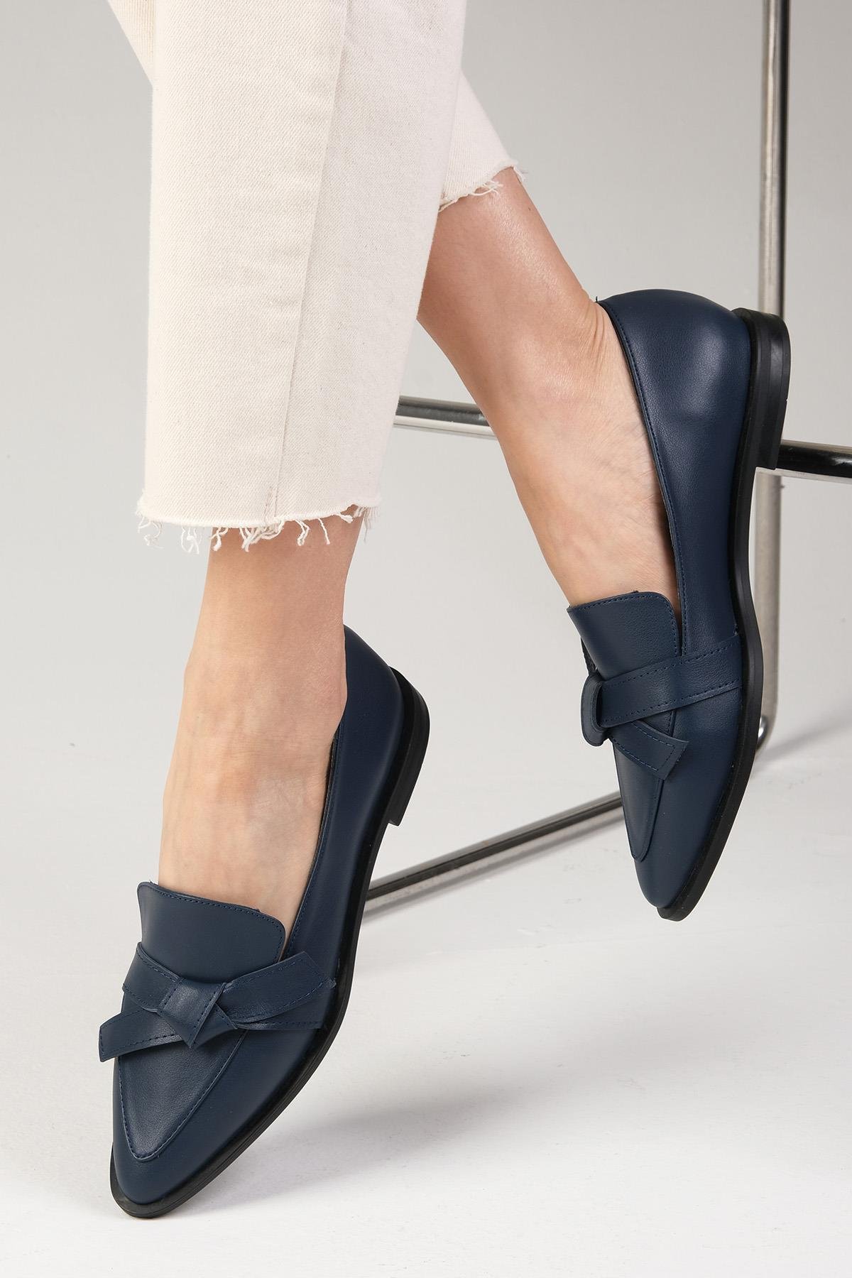 Ezra Genuine Leather Dark Blue Loafer-Casual-Mio Gusto-08389DBC