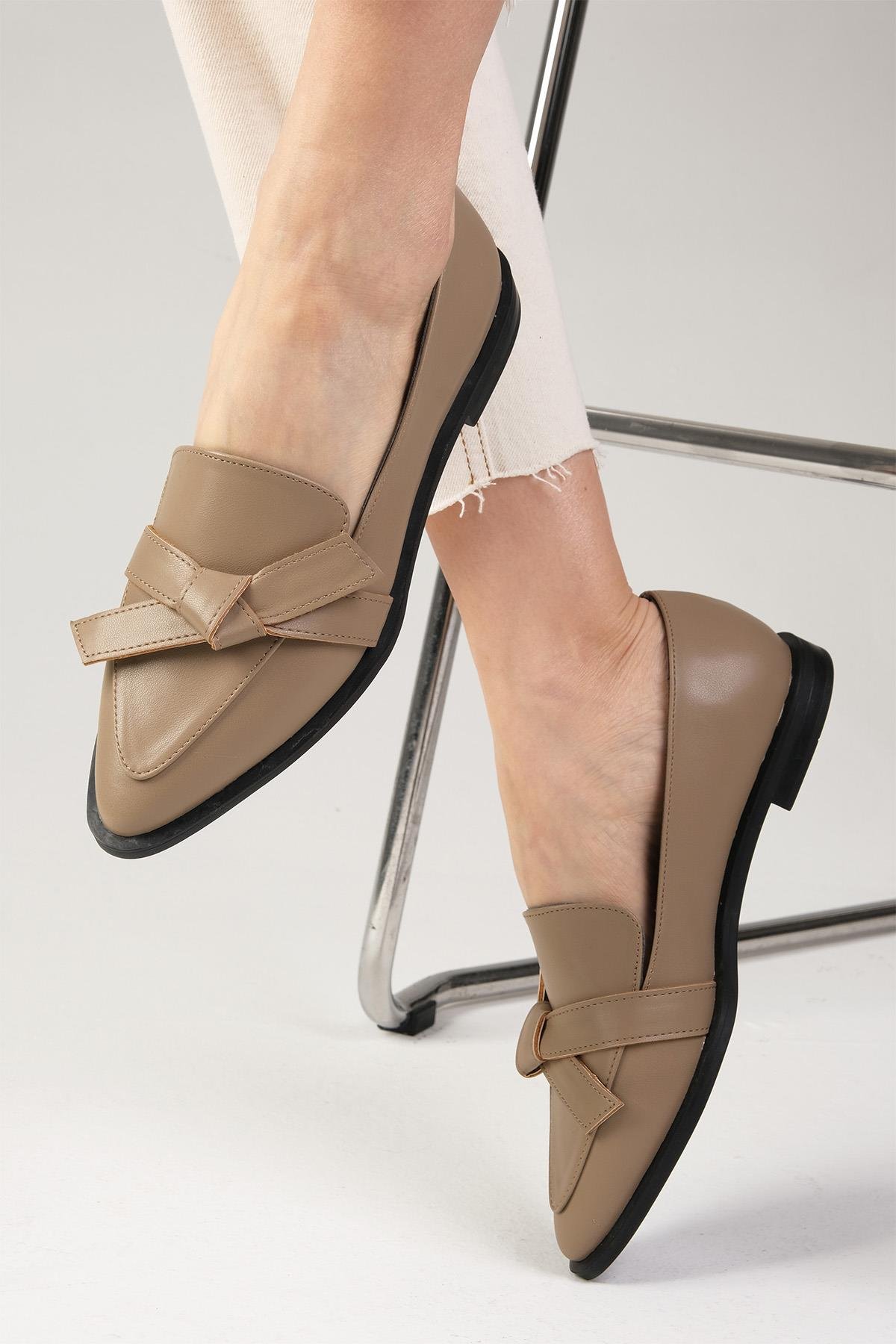 Ezra Vizon Renk Fiyonklu Loafer Ayakkabı-DÜZ AYAKKABI-Mio Gusto-01389MIC