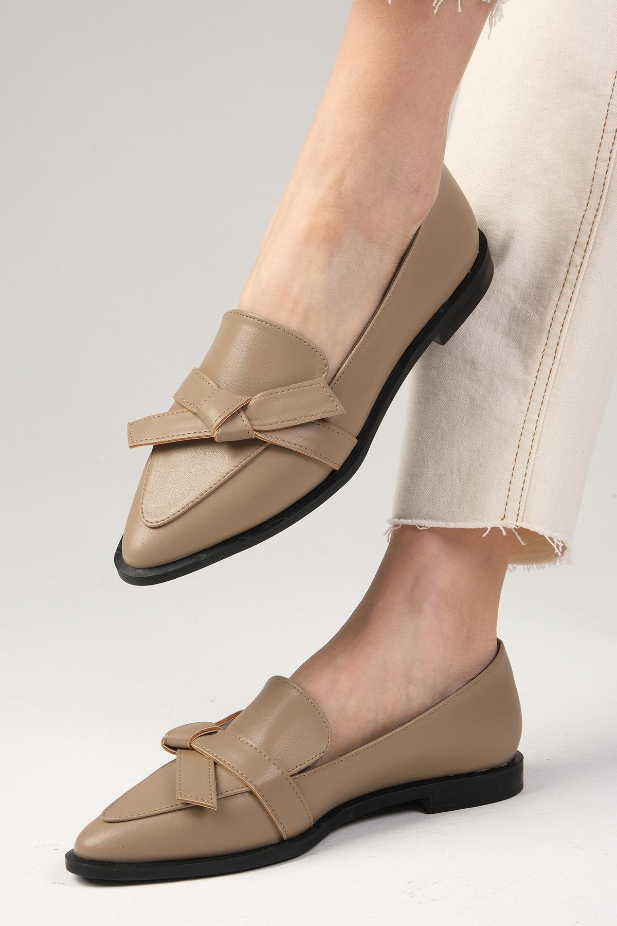 Ezra Vizon Renk Fiyonklu Loafer Ayakkabı-DÜZ AYAKKABI-Mio Gusto-01389MIC