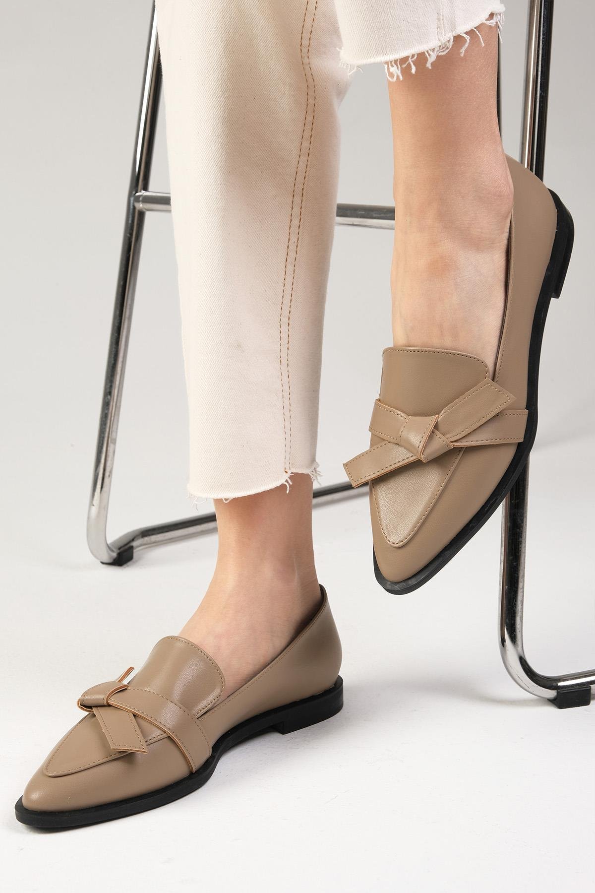 Ezra Vizon Renk Fiyonklu Loafer Ayakkabı-DÜZ AYAKKABI-Mio Gusto-01389MIC