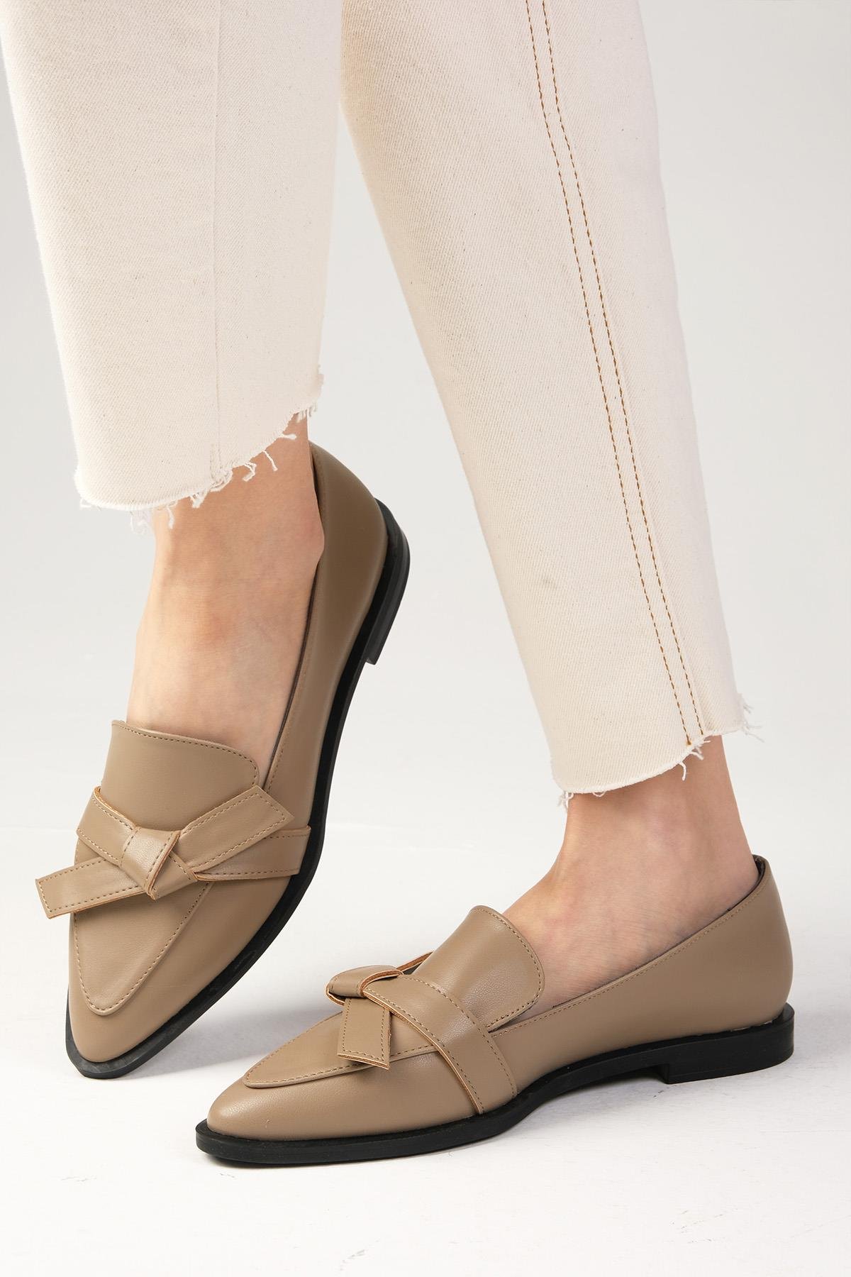 Ezra Vizon Renk Fiyonklu Loafer Ayakkabı-DÜZ AYAKKABI-Mio Gusto-01389MIC