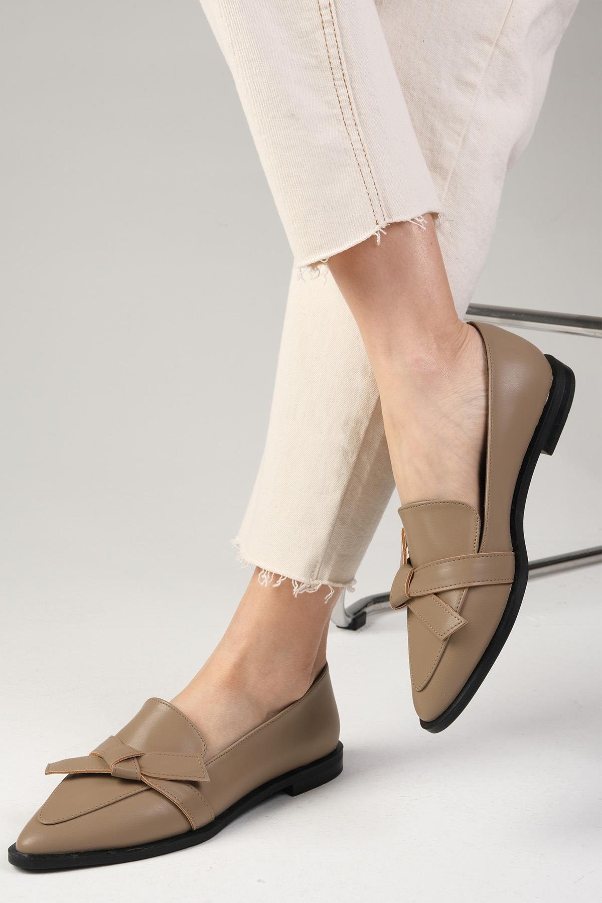 Ezra Vizon Renk Fiyonklu Loafer Ayakkabı-DÜZ AYAKKABI-Mio Gusto-01389MIC