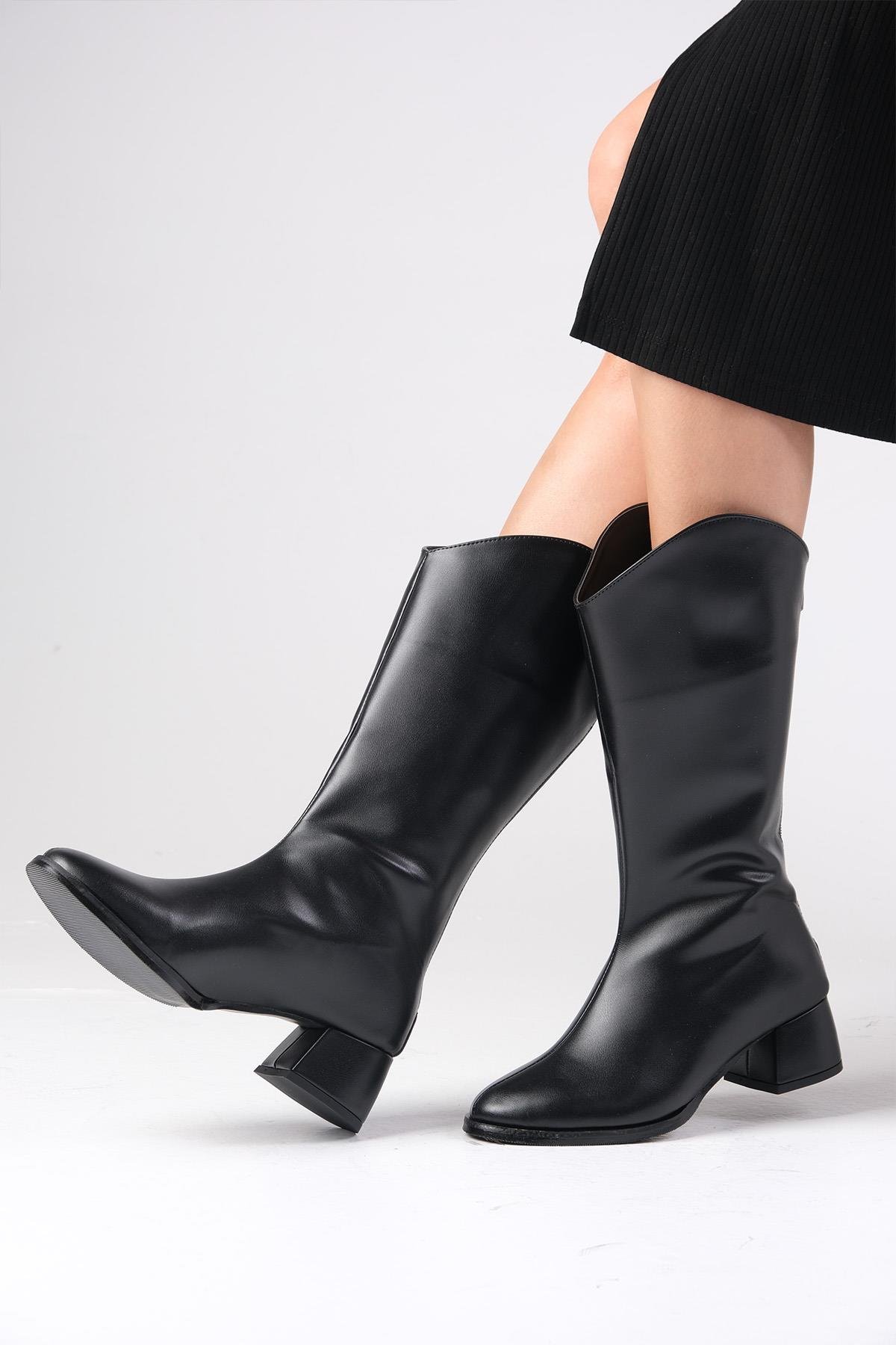 Fabia Siyah Renk Diz Altı Çizme-ÇİZME-Mio Gusto-02271BLC