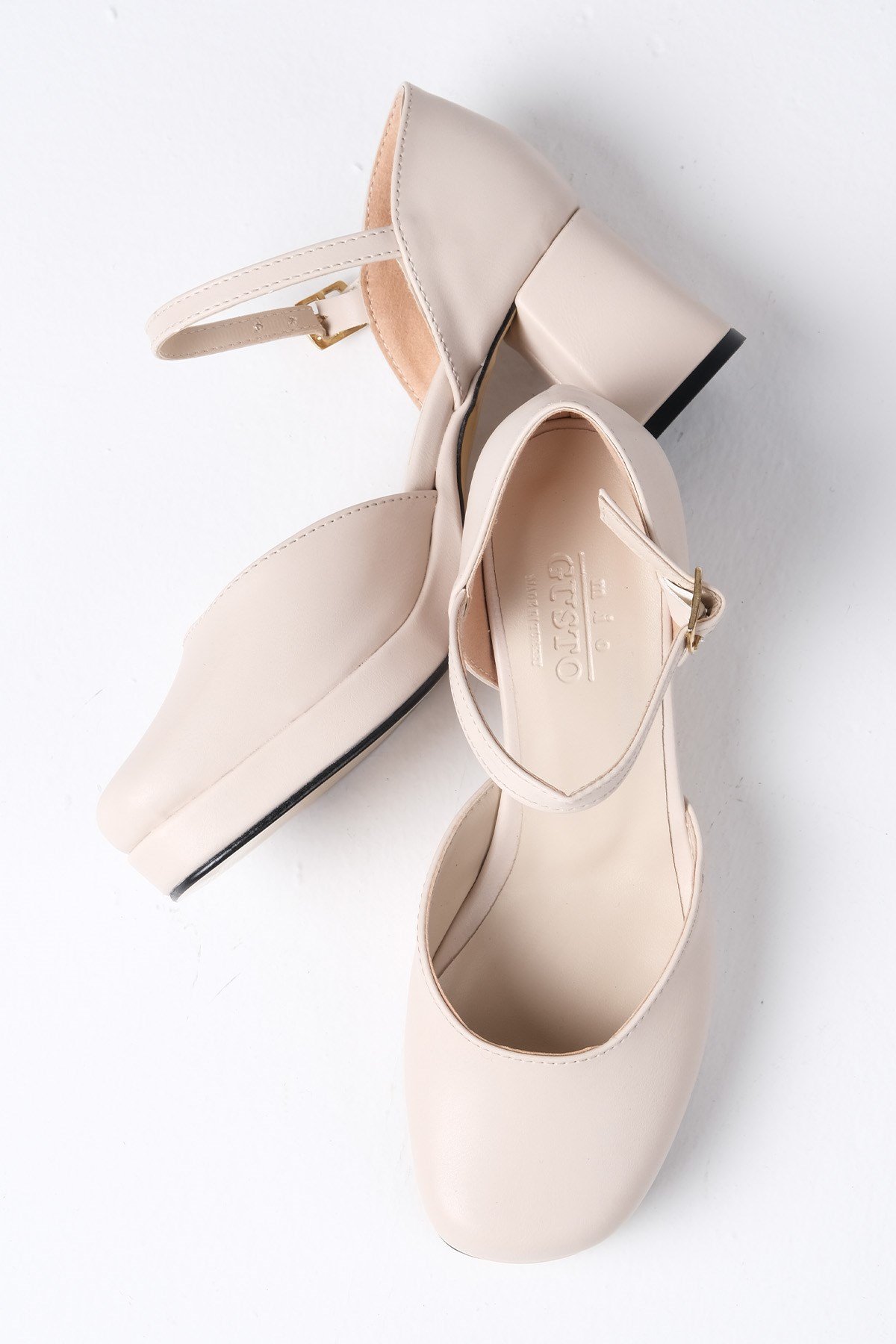 Franka Bej Renk Platformlu Topuklu Ayakkabı-Yüksek Topuklu-Mio Gusto-02245BEC