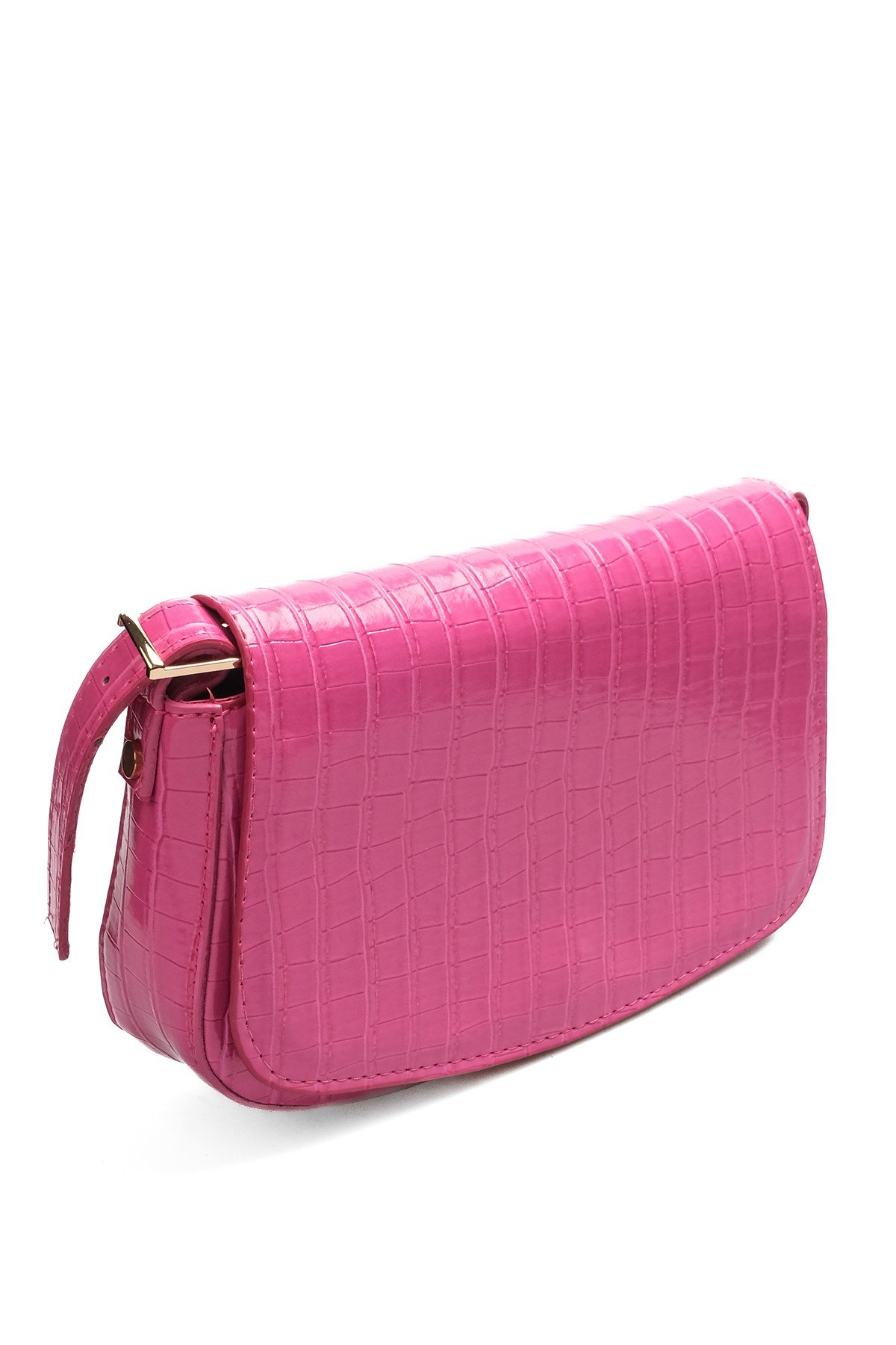 Fuşya Renk Krokodil Baskılı Kadın Omuz Çantası-ÇANTA-Mio Gusto-C0015FUR