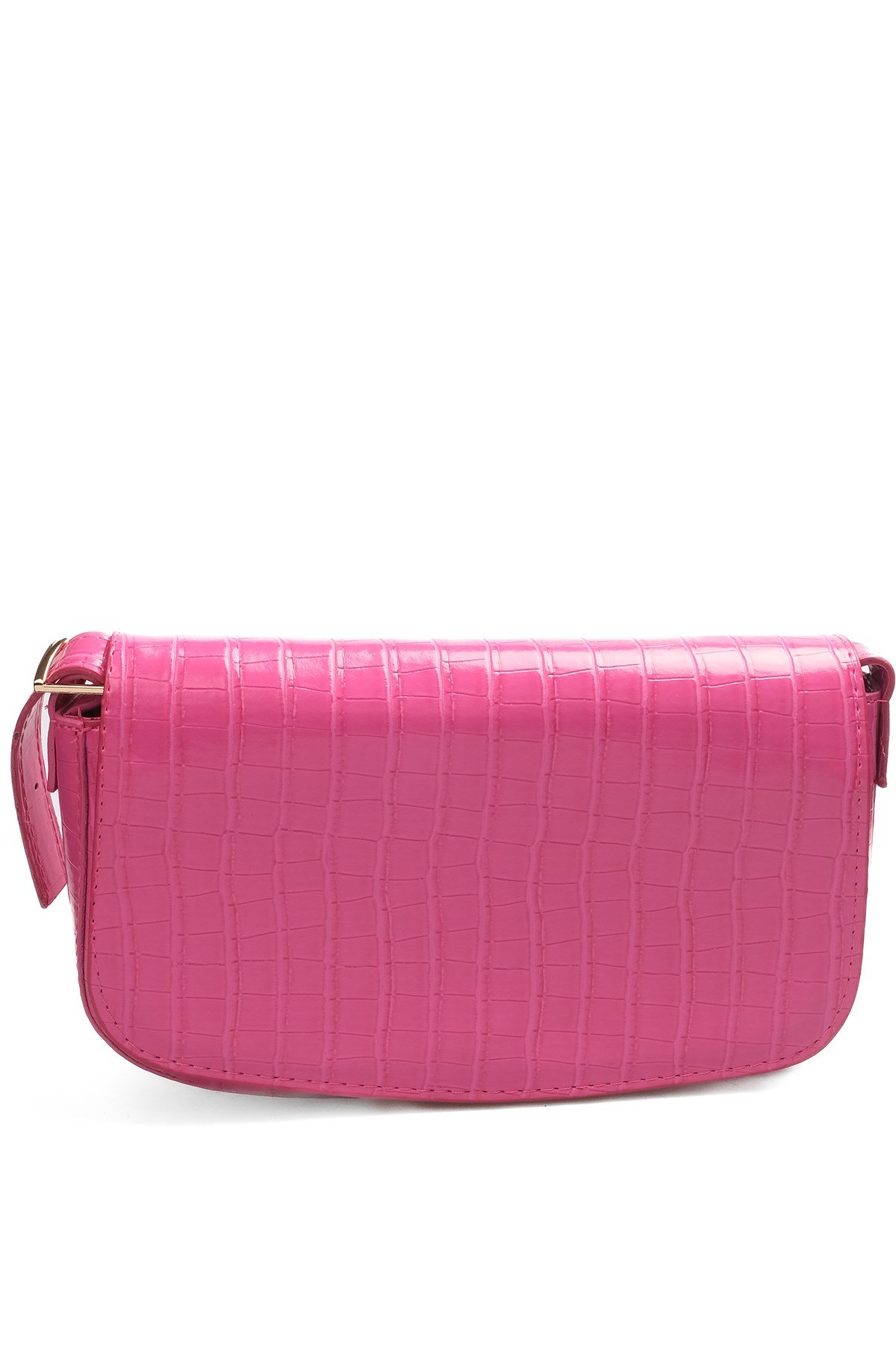 Fuşya Renk Krokodil Baskılı Kadın Omuz Çantası-ÇANTA-Mio Gusto-C0015FUR
