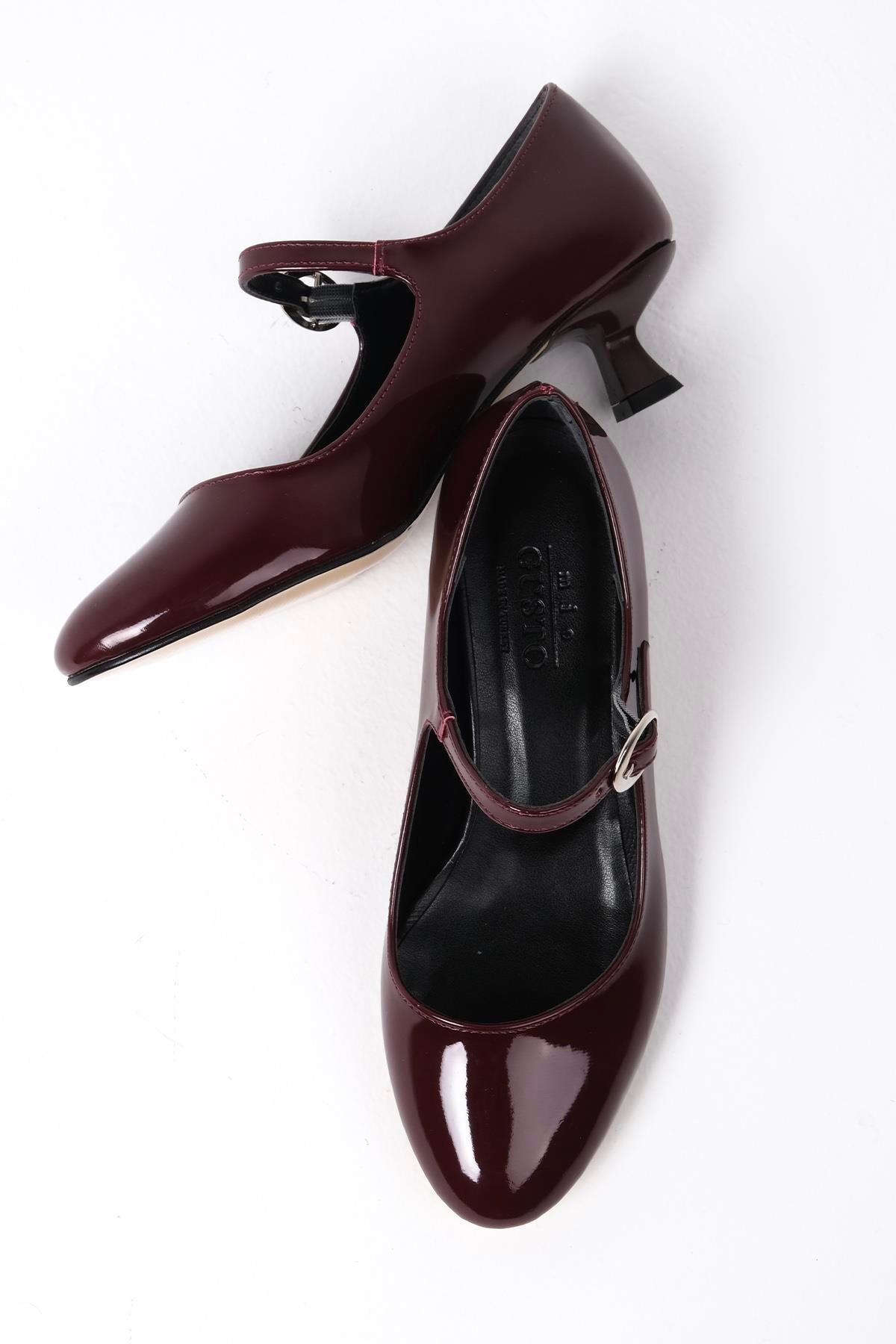 Gabriela Bordo Renk Kısa Topuklu Ayakkabı-Kısa Topuklu-Mio Gusto-02247WRR