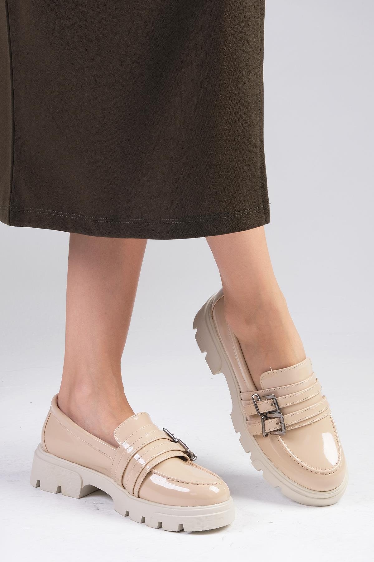 Gaby Kalın Tabanlı Oxford Ayakkabı-DÜZ AYAKKABI-Mio Gusto-01509NUR