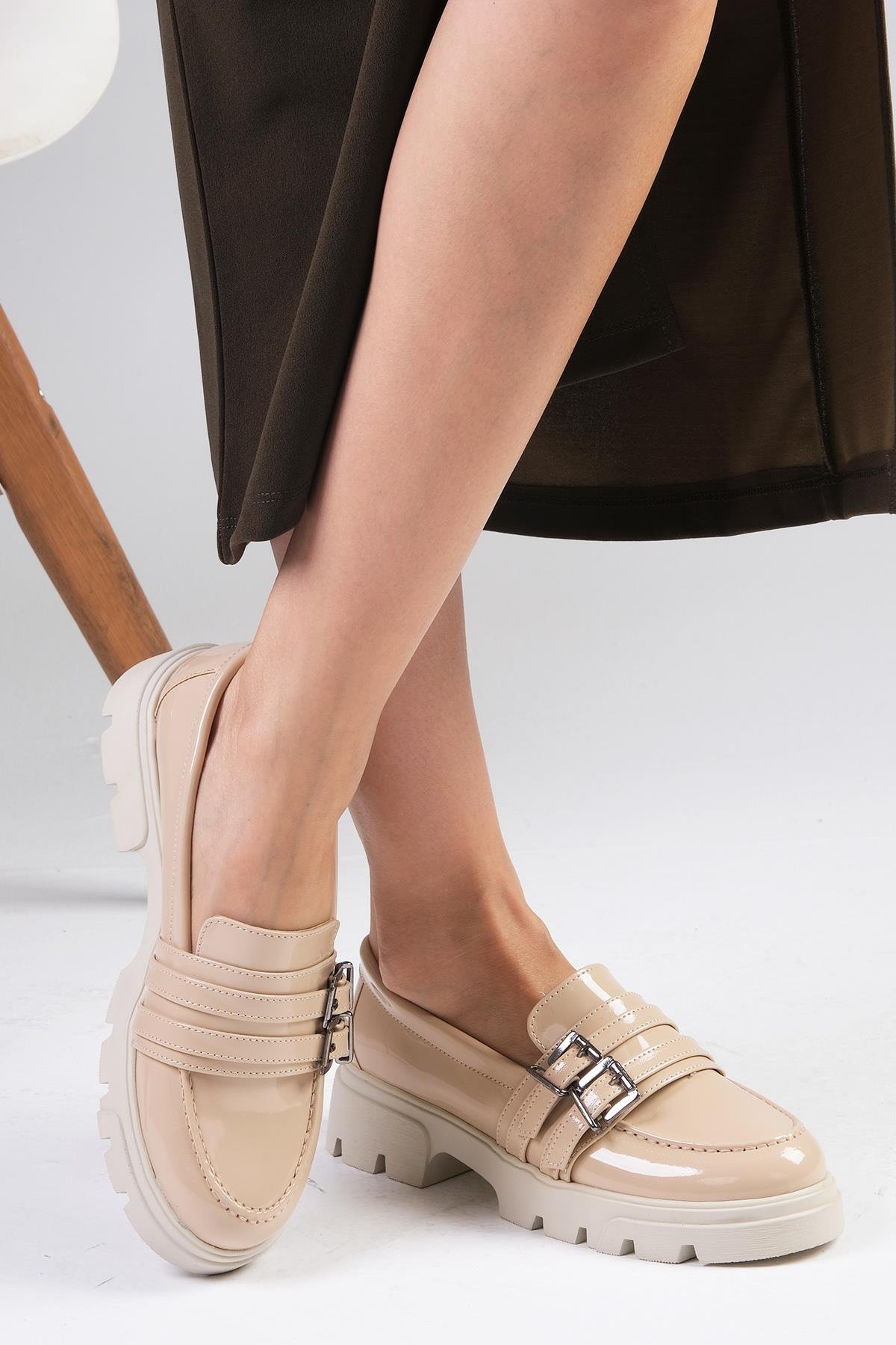 Gaby Kalın Tabanlı Oxford Ayakkabı-DÜZ AYAKKABI-Mio Gusto-01509NUR