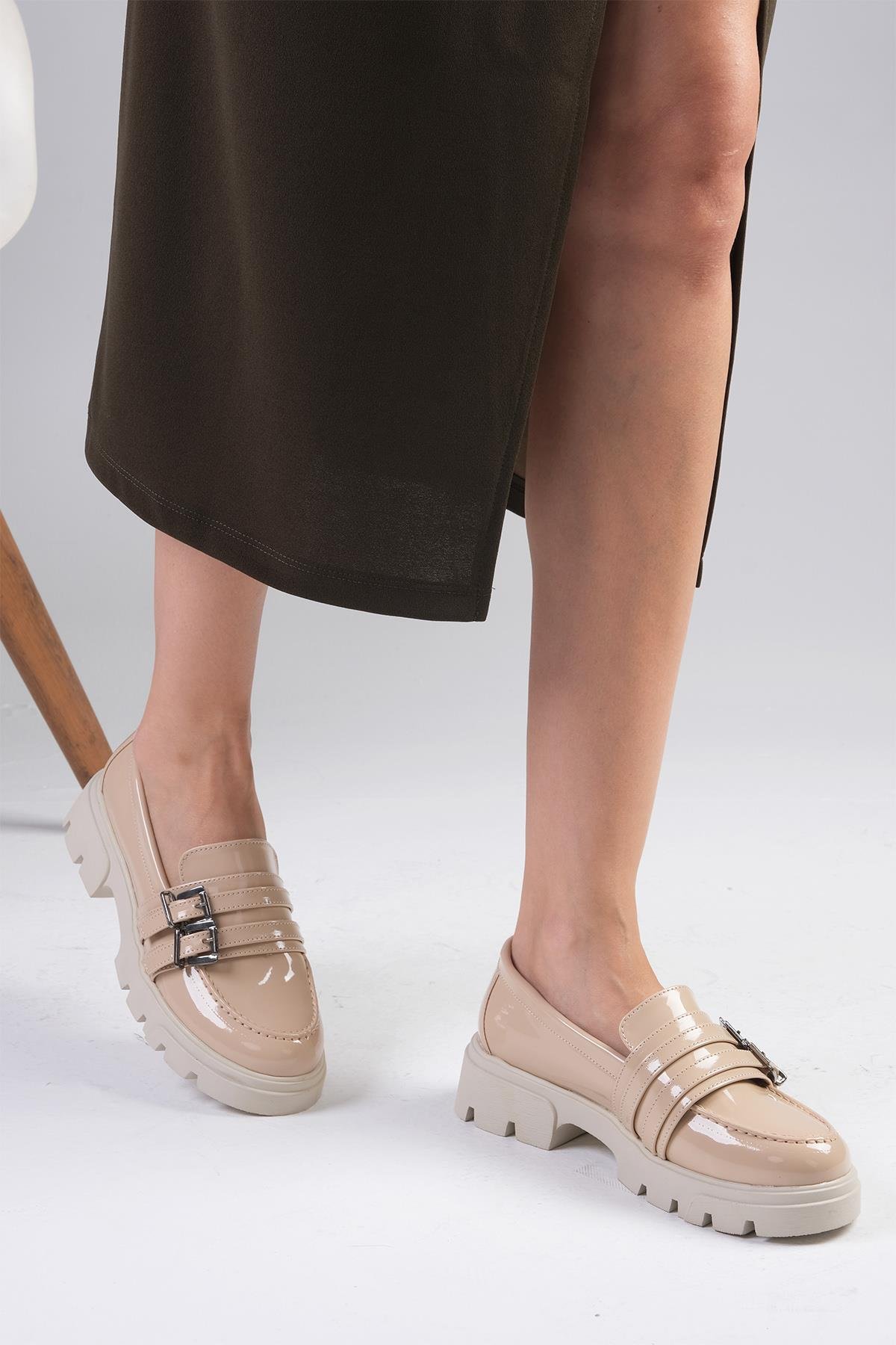 Gaby Kalın Tabanlı Oxford Ayakkabı-DÜZ AYAKKABI-Mio Gusto-01509NUR