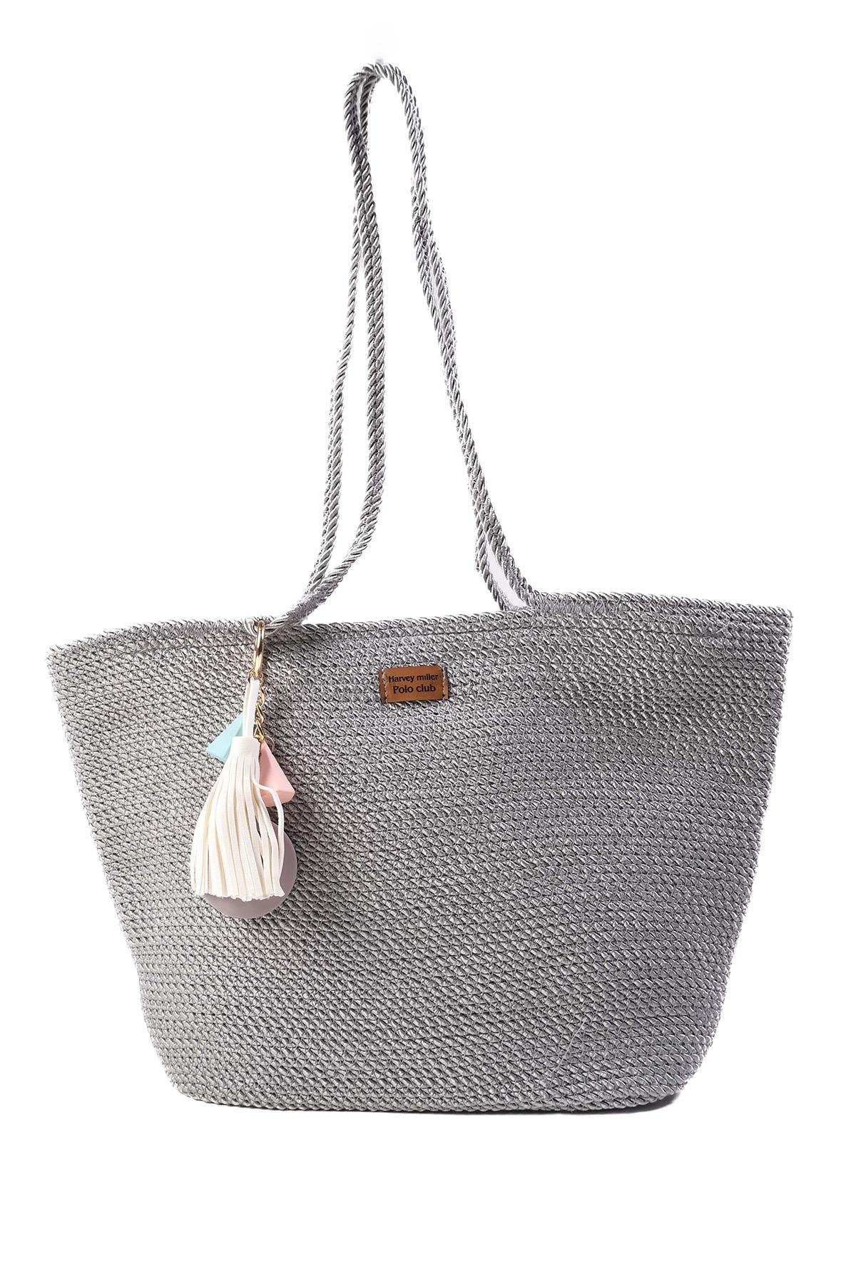 Gümüş Renk Halat Örgü Omuz Çantası-ÇANTA-Mio Gusto-C0059SIK