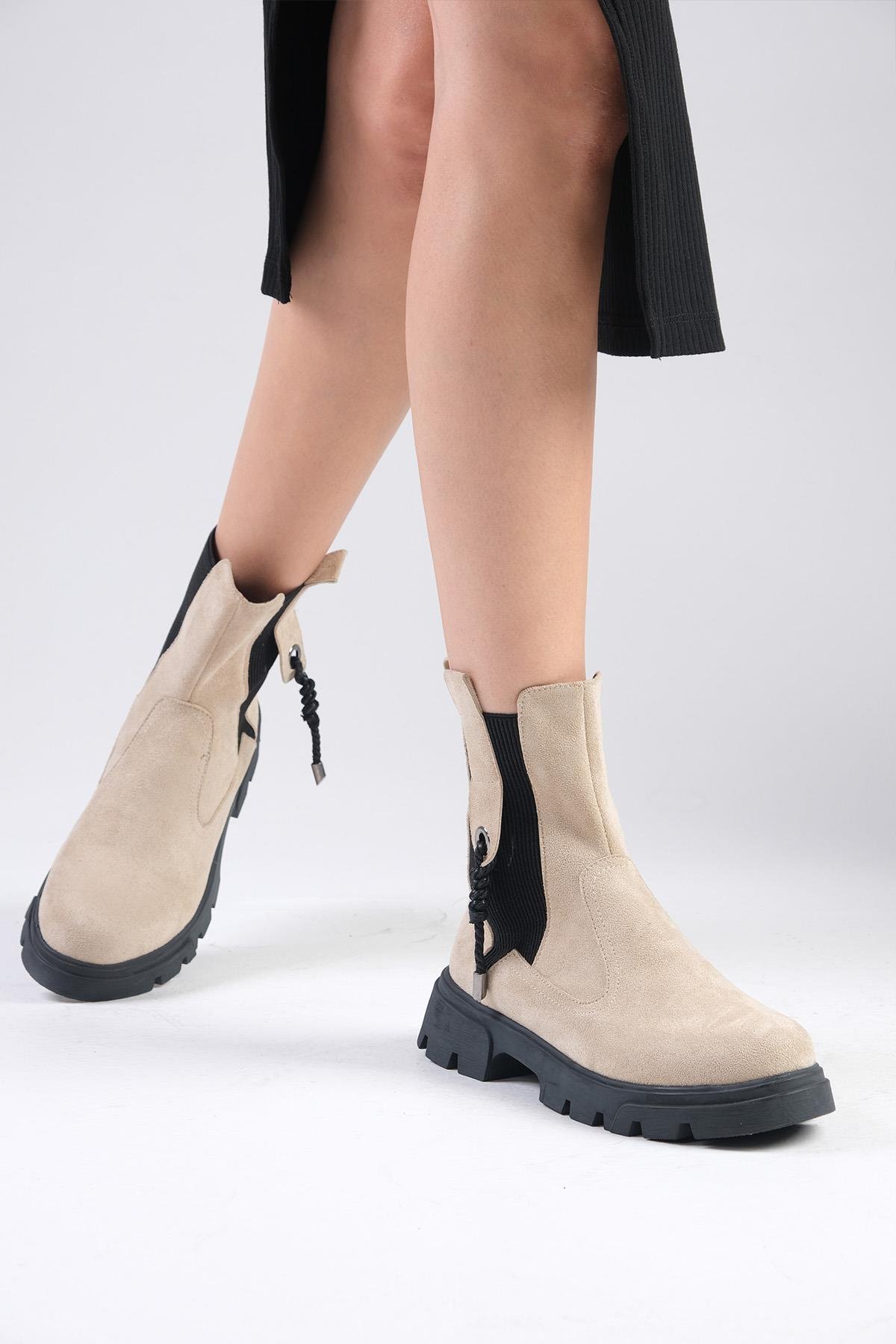 Hera Bej Renk Postal Bot-Kalın Topuk-Mio Gusto-01501BES