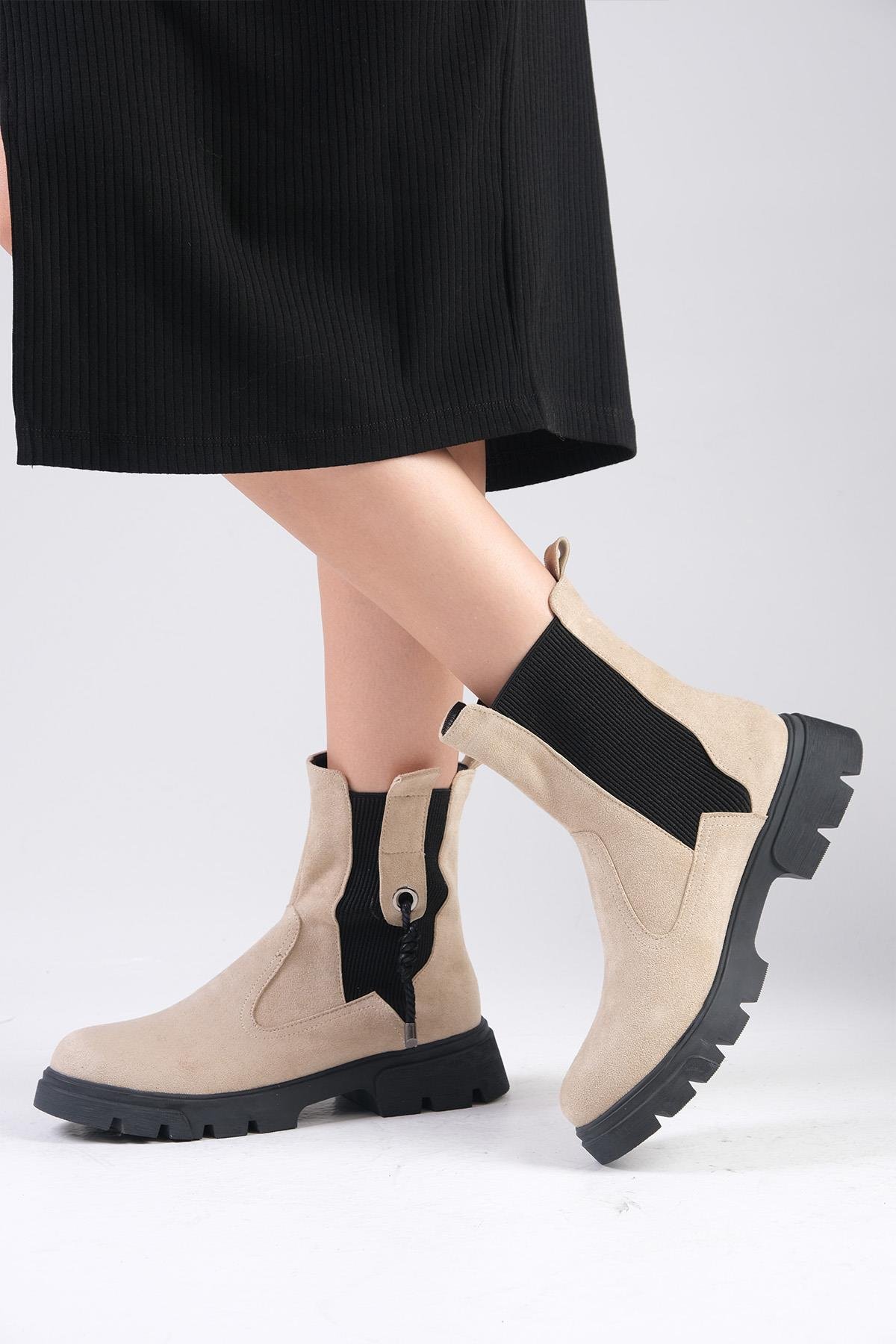 Hera Bej Renk Postal Bot-Kalın Topuk-Mio Gusto-01501BES