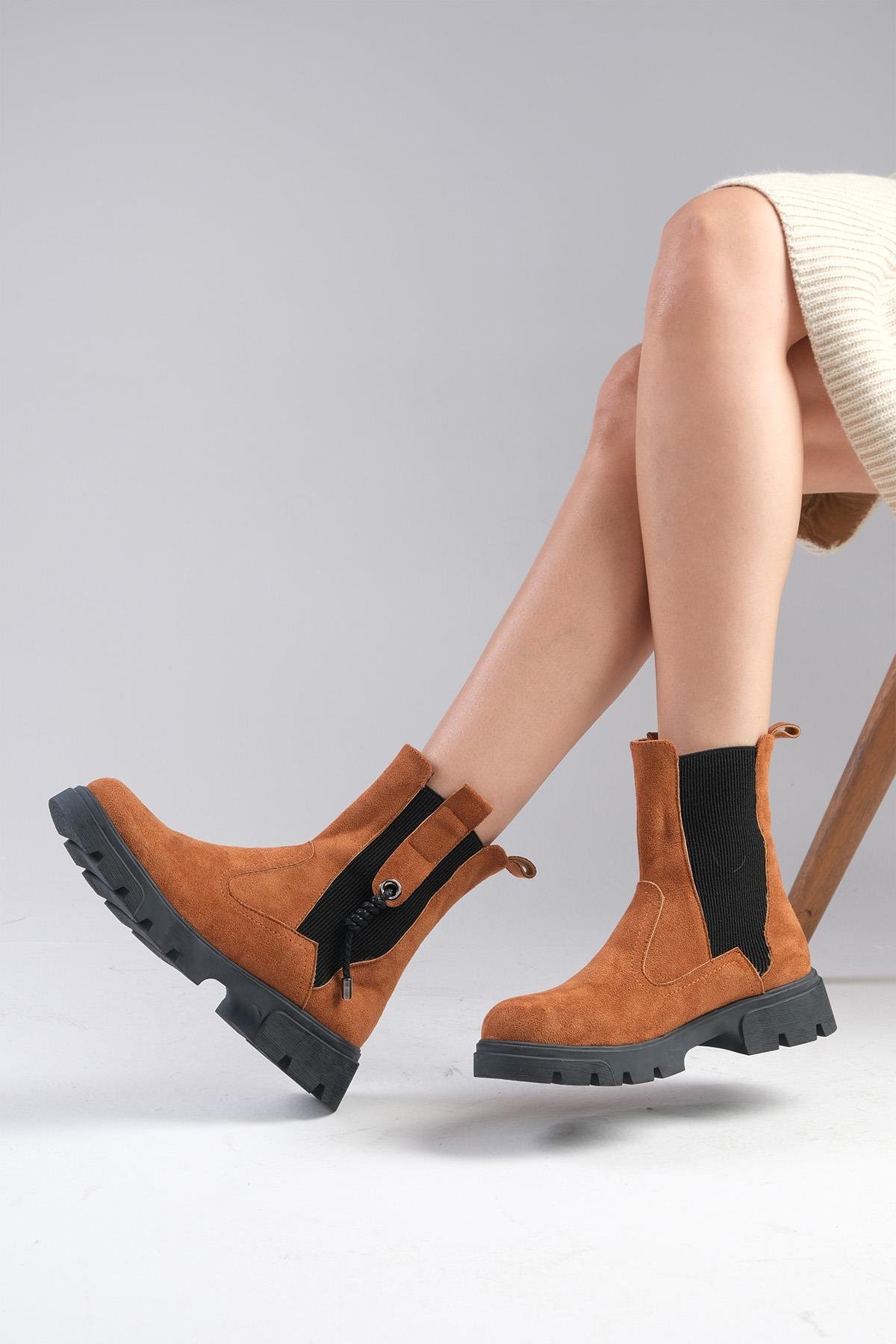 Hera Taba Renk Postal Bot-Kalın Topuk-Mio Gusto-01501TAS