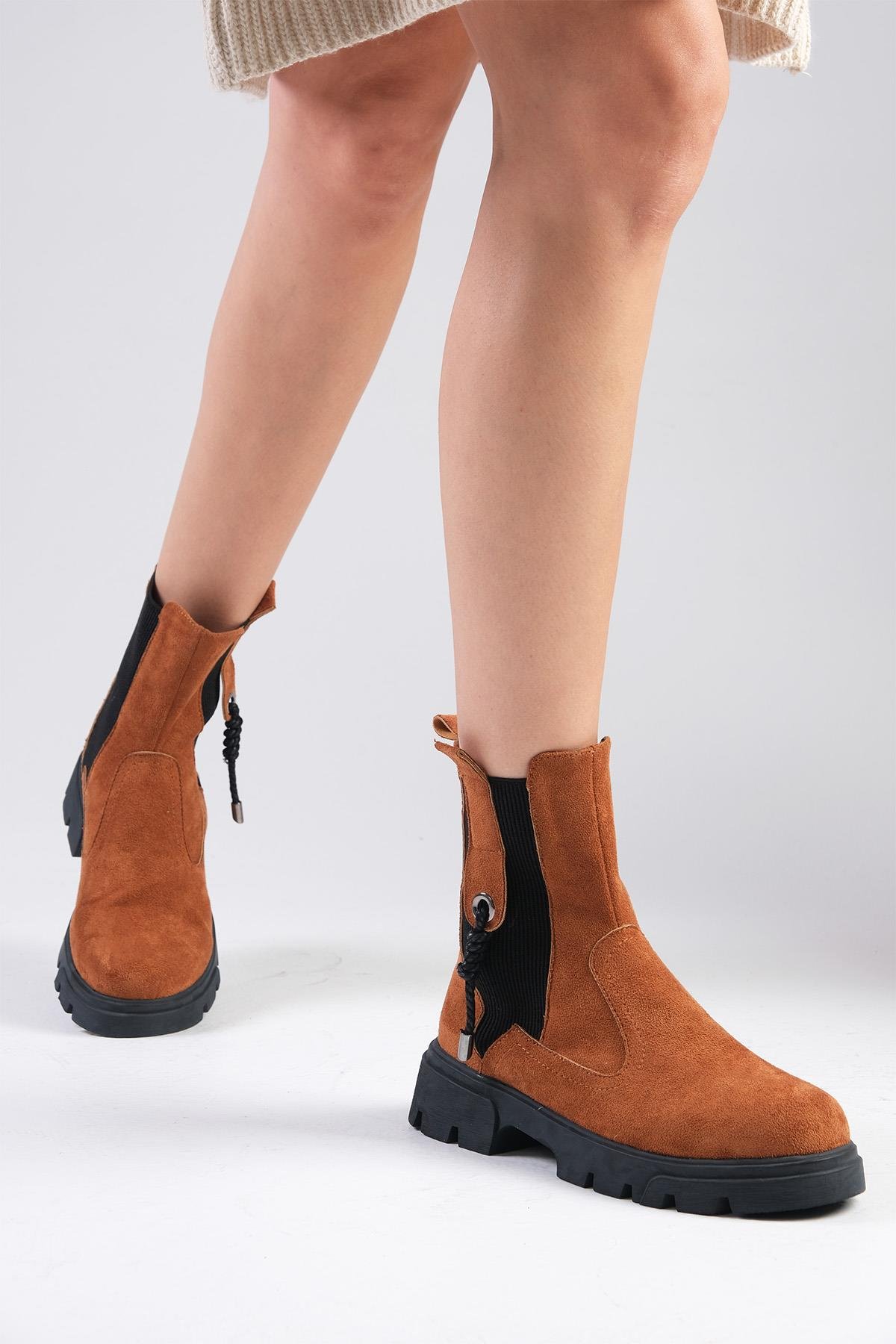 Hera Taba Renk Postal Bot-Kalın Topuk-Mio Gusto-01501TAS