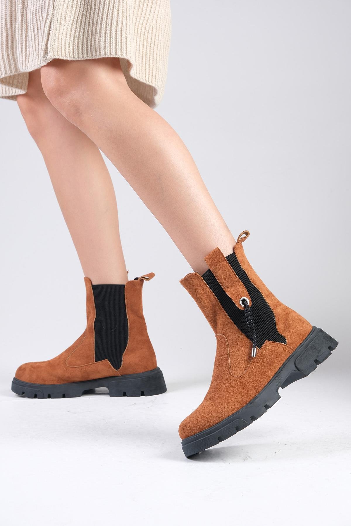 Hera Taba Renk Postal Bot-Kalın Topuk-Mio Gusto-01501TAS