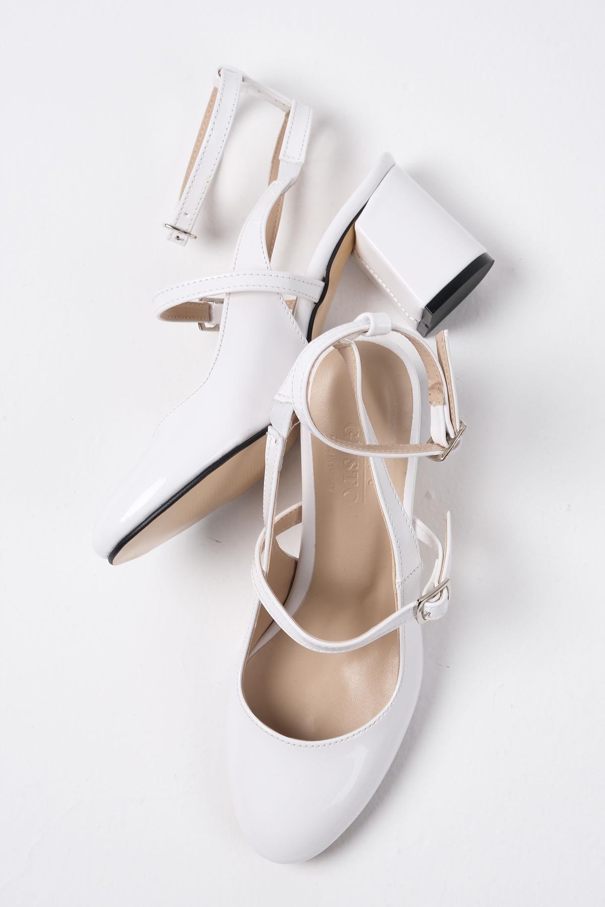 Inessa Beyaz Renk Topuklu Ayakkabı-Yüksek Topuklu-Mio Gusto-02260WHR