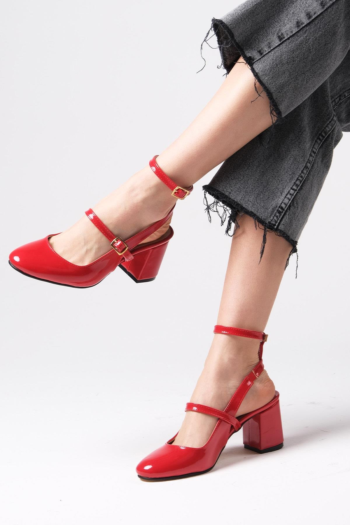 Inessa Kırmızı Renk Topuklu Ayakkabı-Yüksek Topuklu-Mio Gusto-02260RER