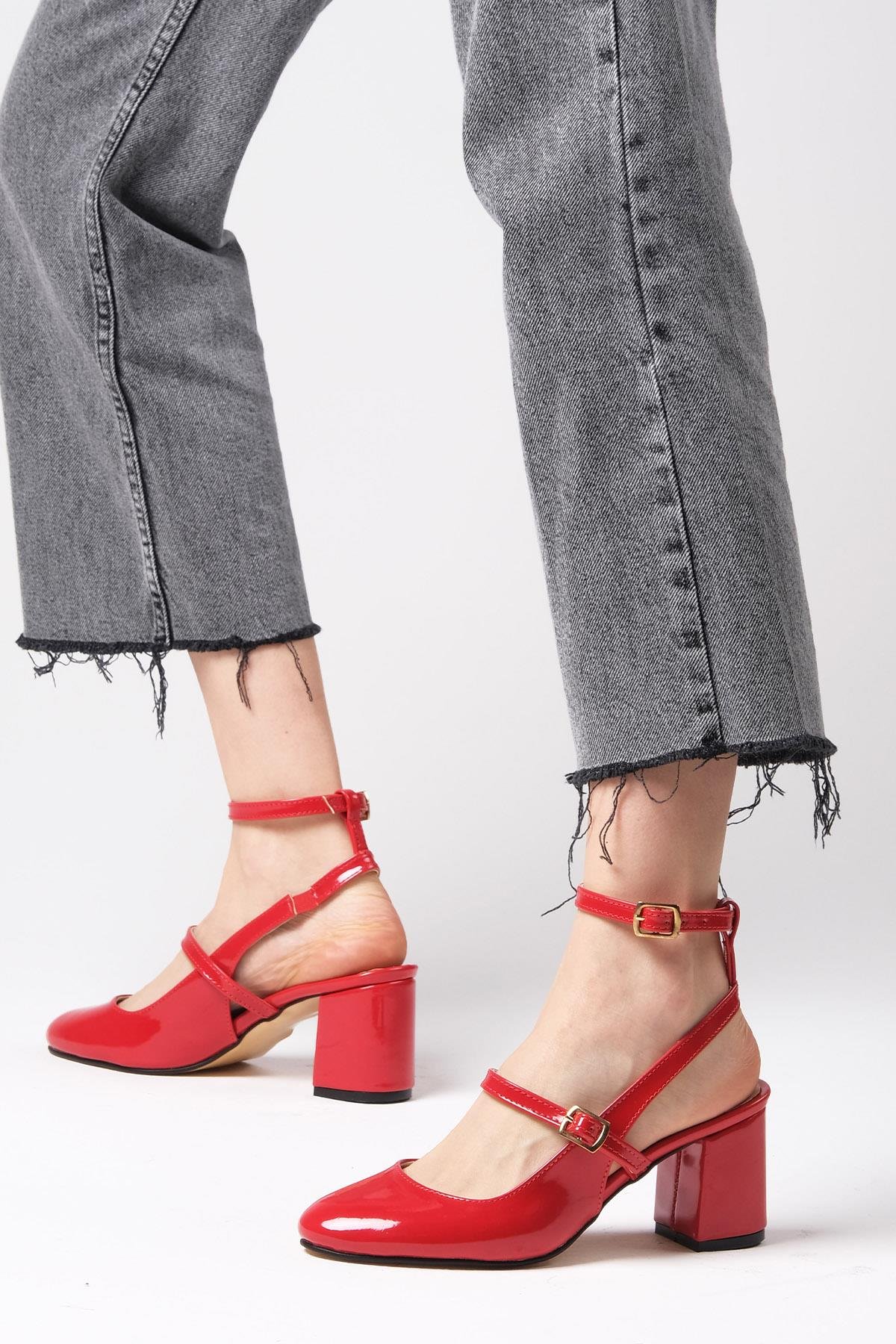 Inessa Kırmızı Renk Topuklu Ayakkabı-Yüksek Topuklu-Mio Gusto-02260RER