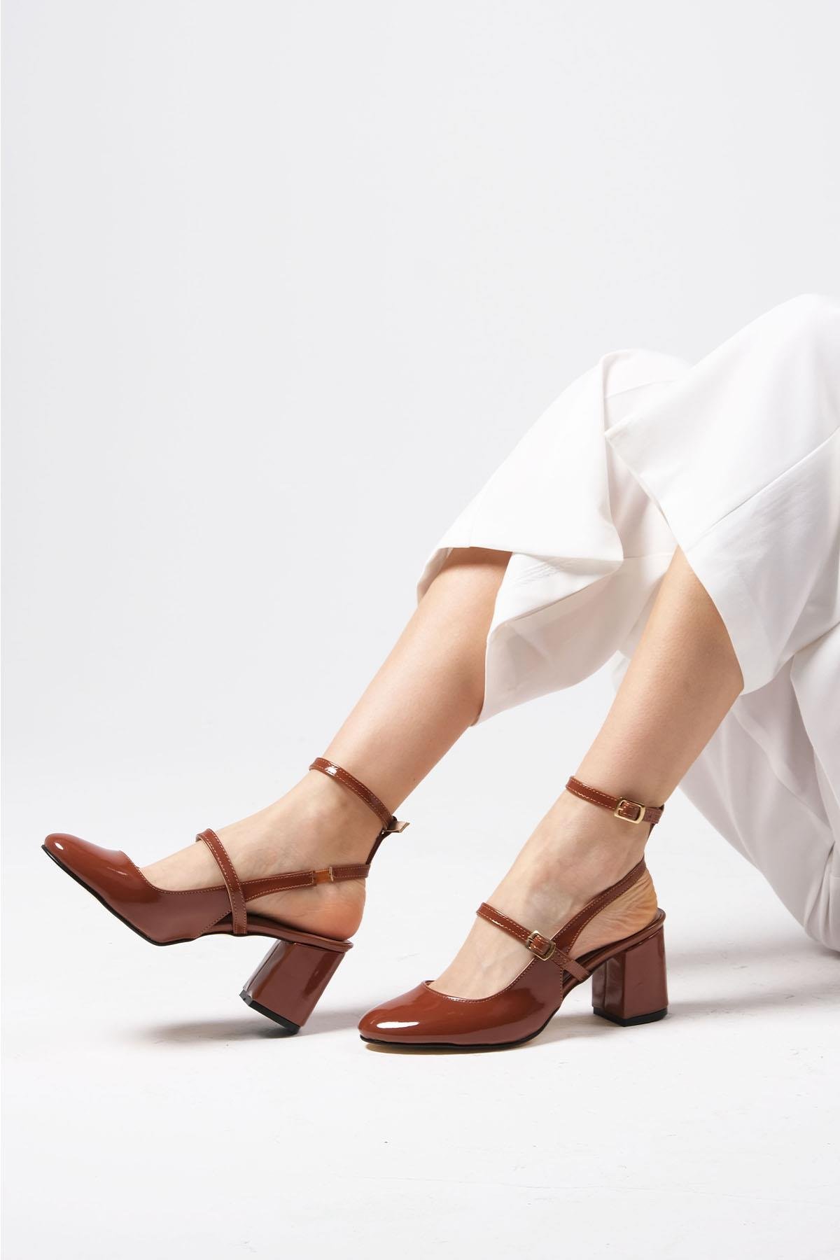 Inessa Taba Renk Topuklu Ayakkabı-Yüksek Topuklu-Mio Gusto-02260TAR