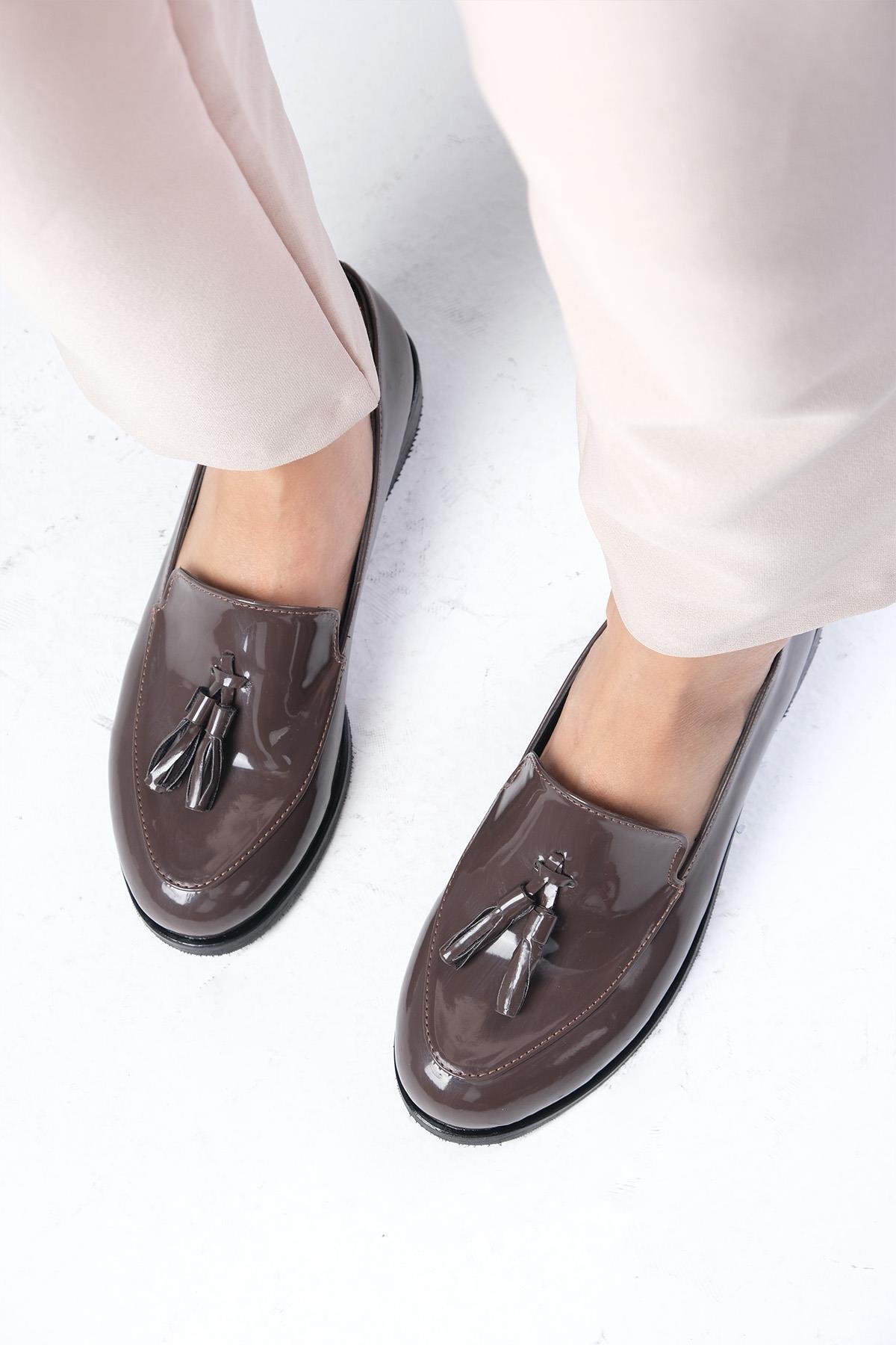 Iris Kahverengi Rugan Oxford Ayakkabı-Casual-Mio Gusto-02127BRR