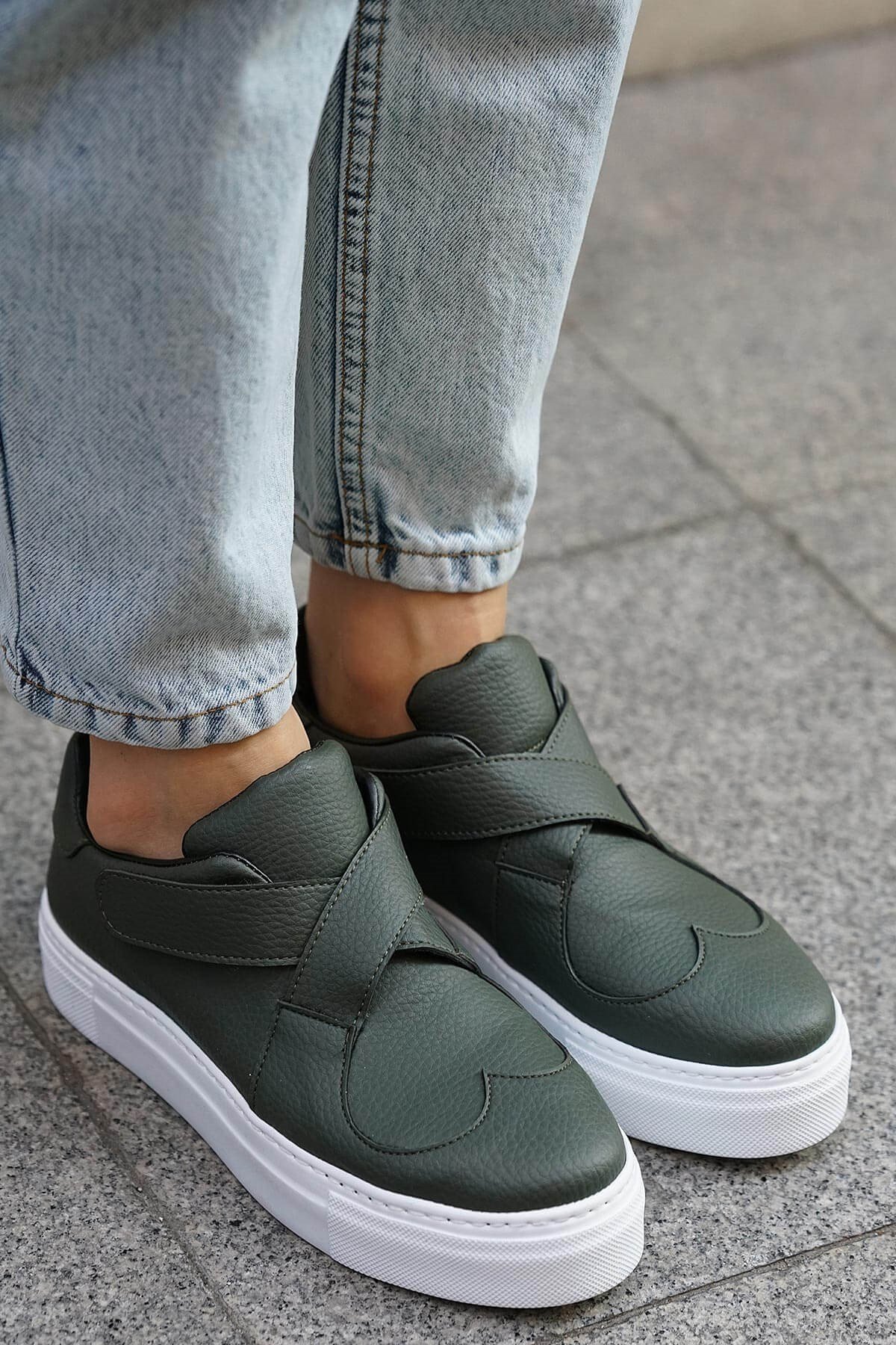 Irma Haki Yeşil Çapraz Cırtlı Sneaker-SPOR-Mio Gusto-05011GNC