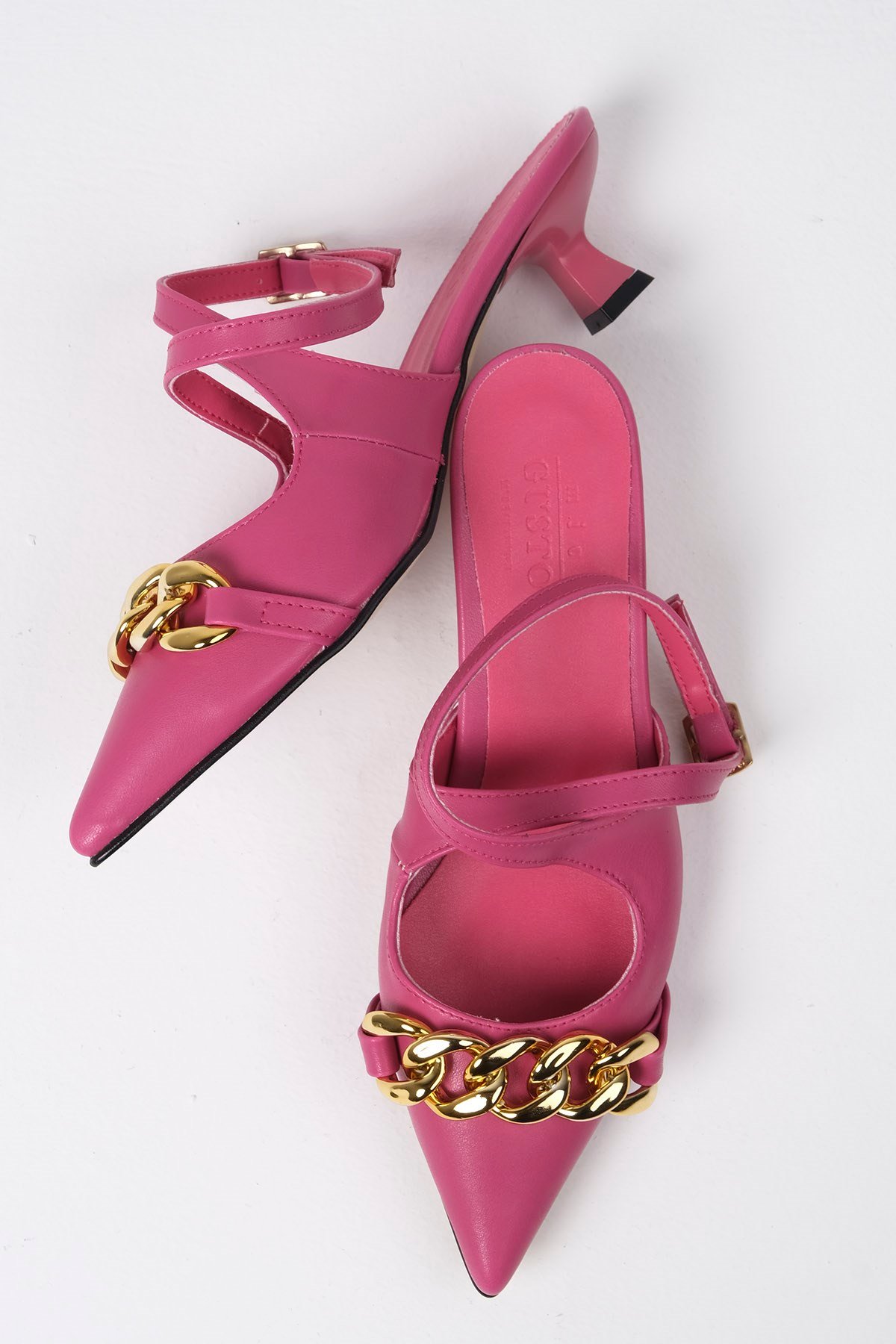 Jenifer Fuşya Renk Mini Topuklu Ayakkabı-Kısa Topuklu-Mio Gusto-02231FUC