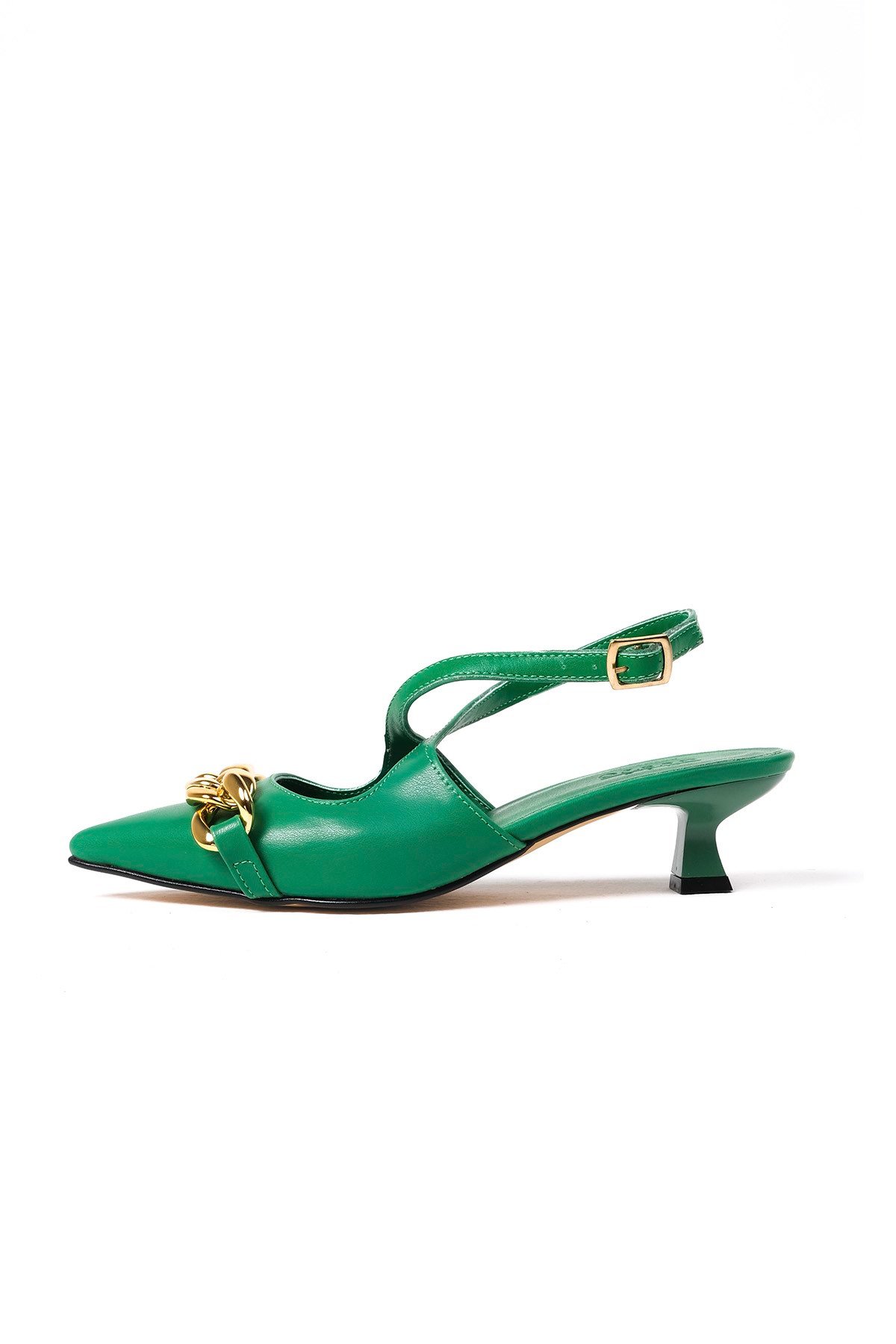 Jenifer Yeşil Renk Mini Topuklu Ayakkabı-Kısa Topuklu-Mio Gusto-02231GNC