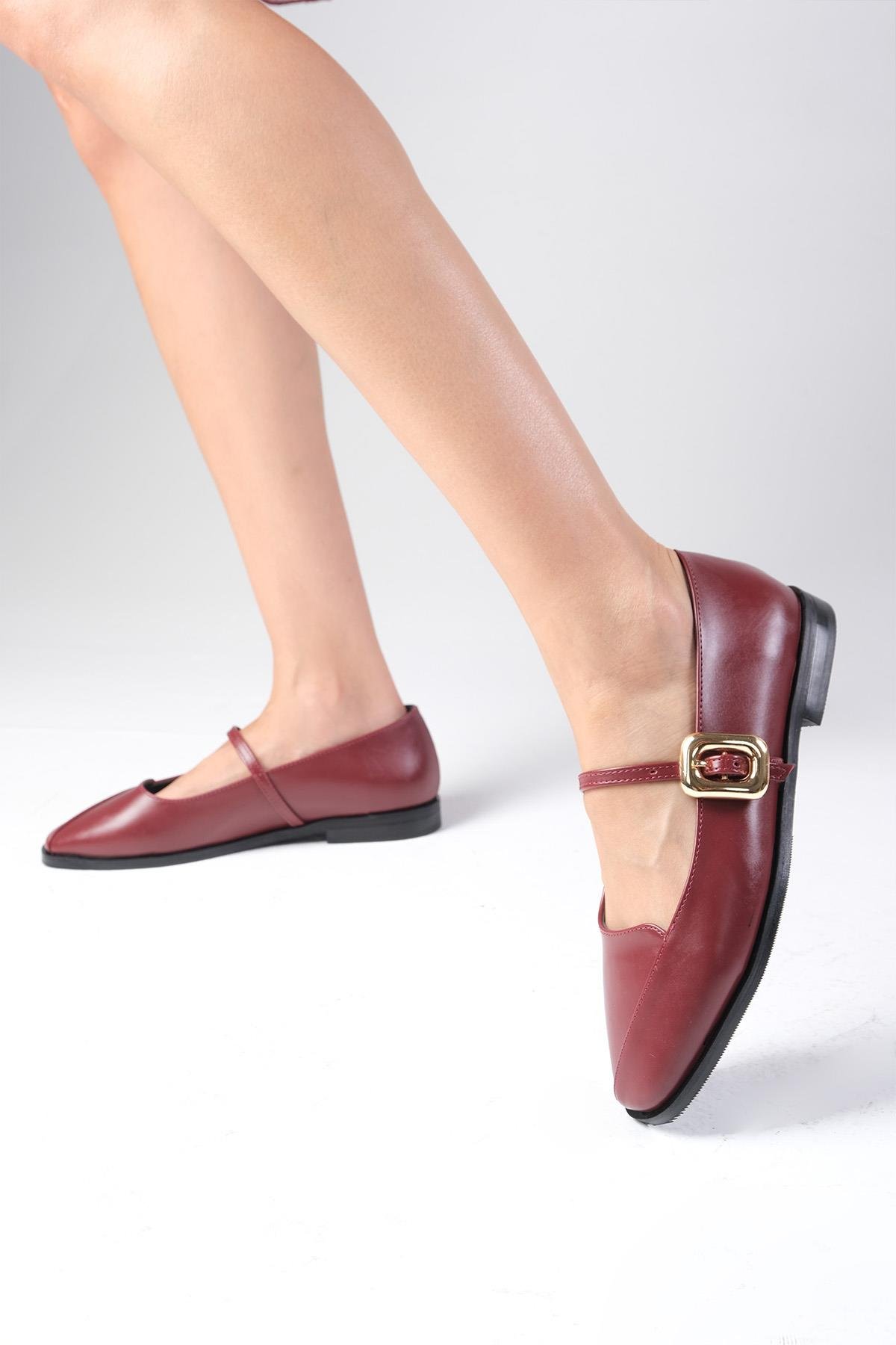 Juliet Bordo Renk Babet Ayakkabı-Flats-Mio Gusto-02335WRC