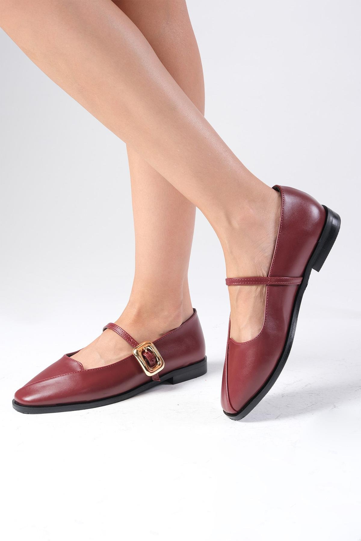 Juliet Bordo Renk Babet Ayakkabı-Flats-Mio Gusto-02335WRC