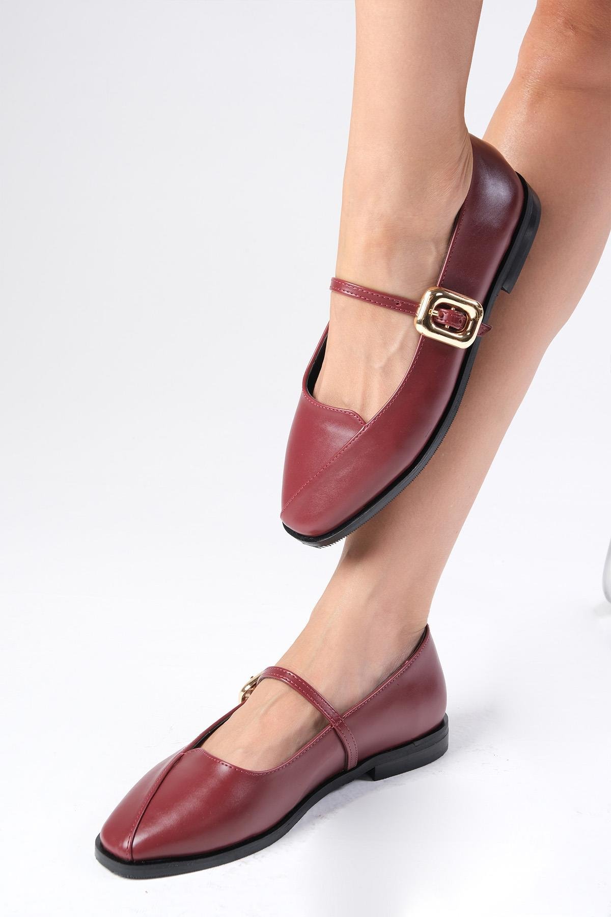 Juliet Bordo Renk Babet Ayakkabı-Flats-Mio Gusto-02335WRC