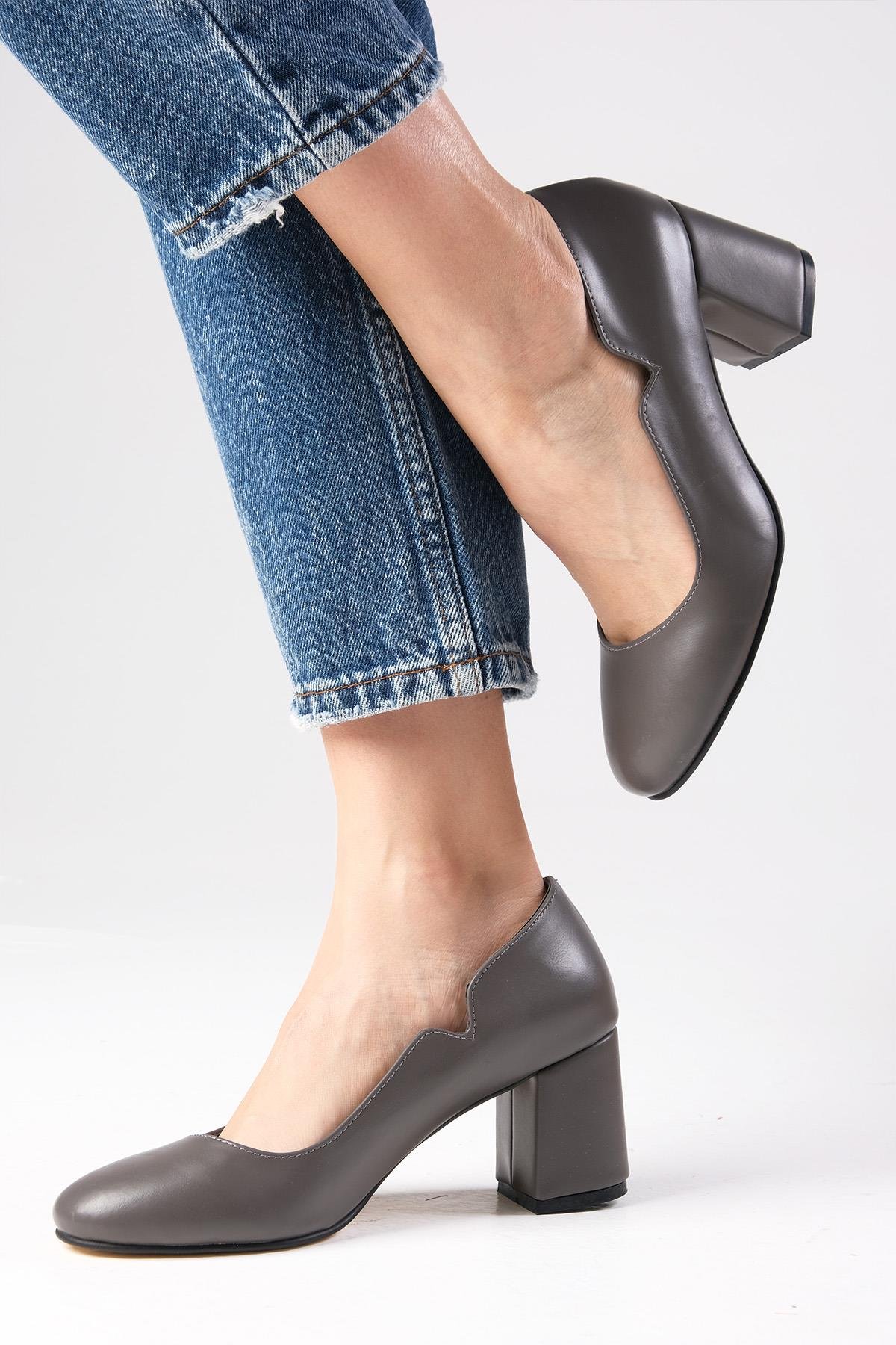 Keira Gri Renk Topuklu Ayakkabı-Yüksek Topuklu-Mio Gusto-02273GRC