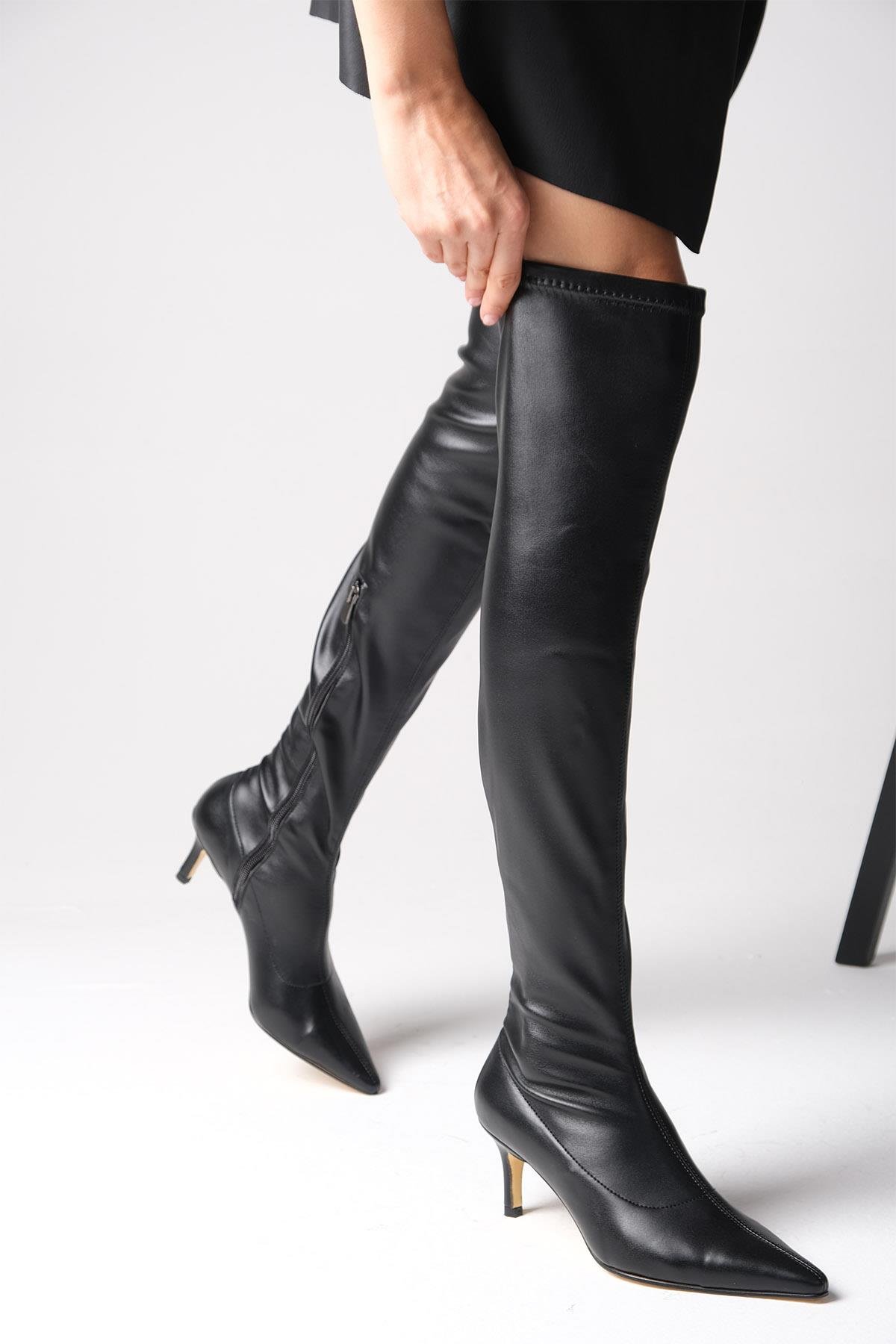 Latisha Siyah Renk Streç Çizme-ÇİZME-Mio Gusto-02341BLC