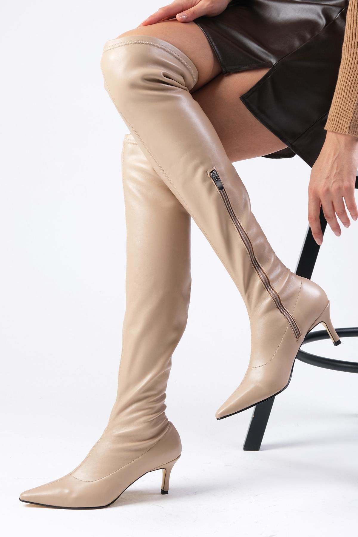 Latisha Ten Renk Streç Çizme-ÇİZME-Mio Gusto-02341NUC